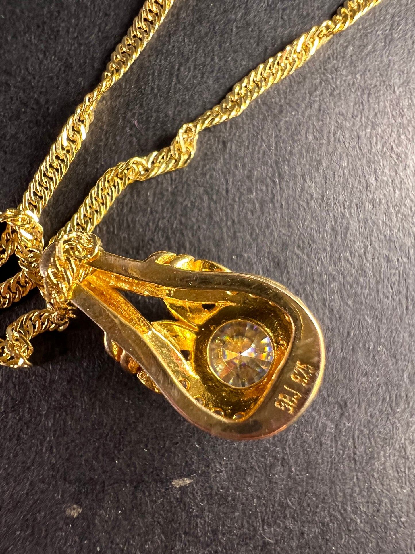 Strontium Titanate And White Zircon 18k Yellow Gold Over Sterling Silver Pendant With Chain 1.23ctw