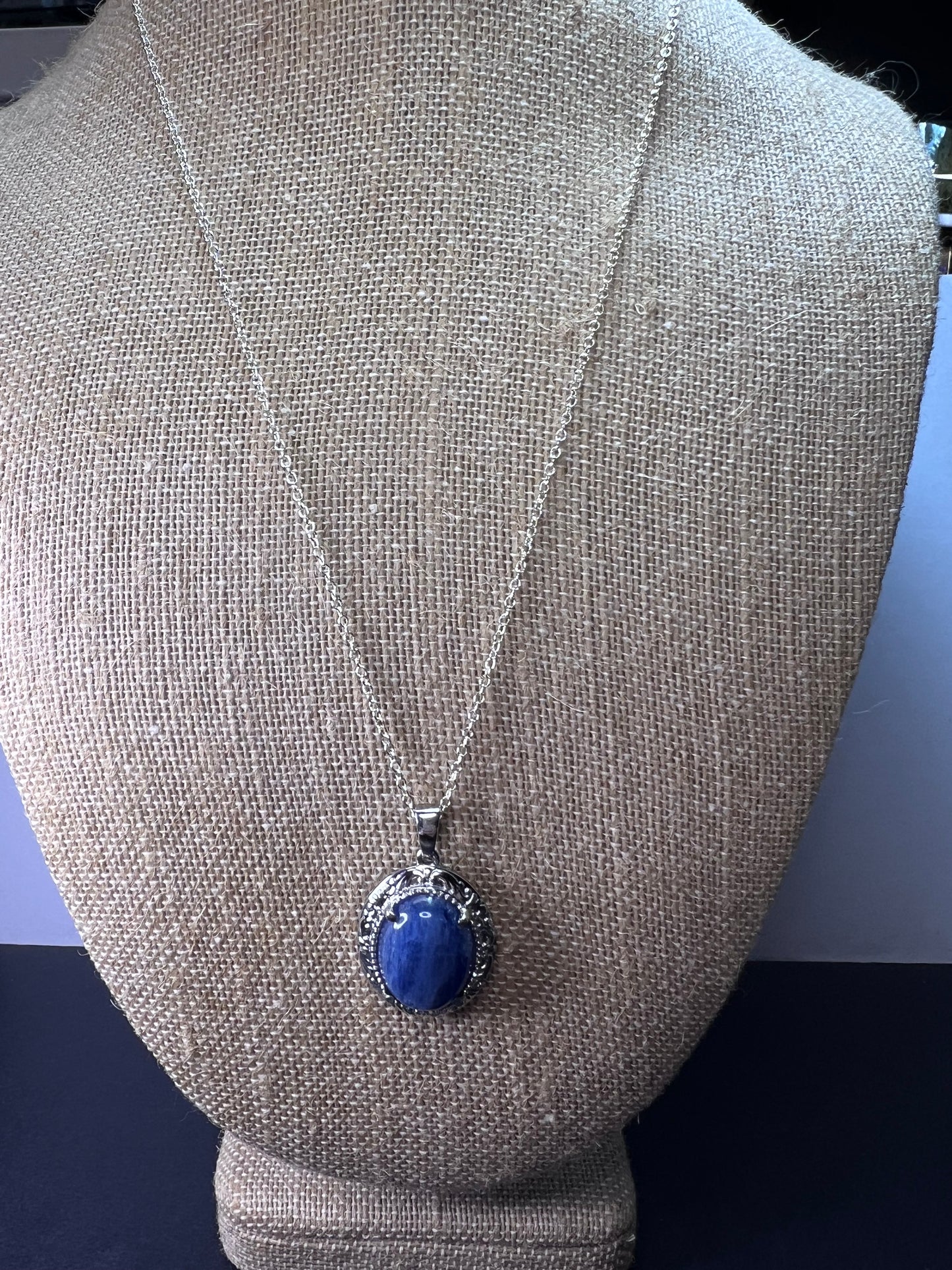 Kyanite stainless steel pendant with chain