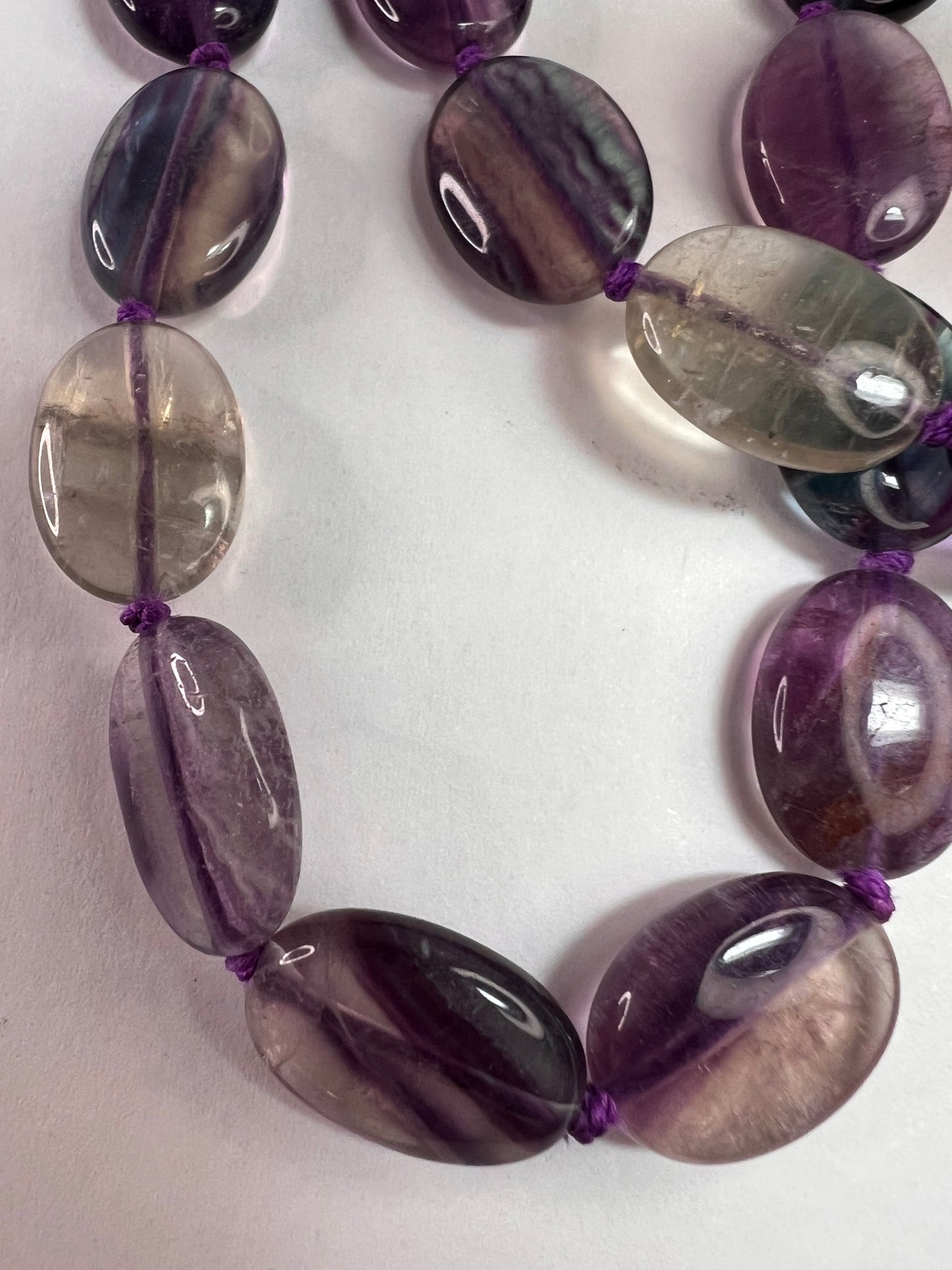 NEW Nate & Etan Fluorite double strand knotted necklace with sterling silver clasp