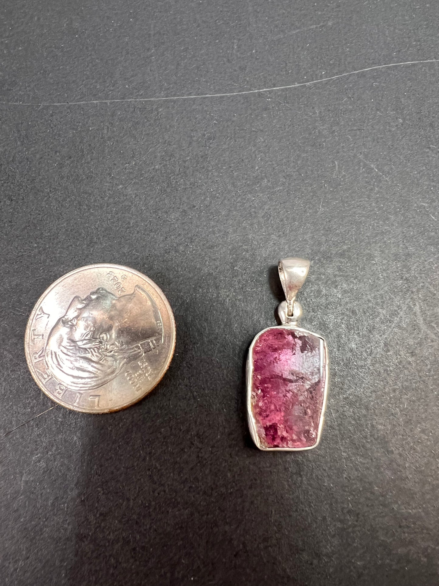 NEW Pink bi color tourmaline sterling silver pendant 2.32 grams