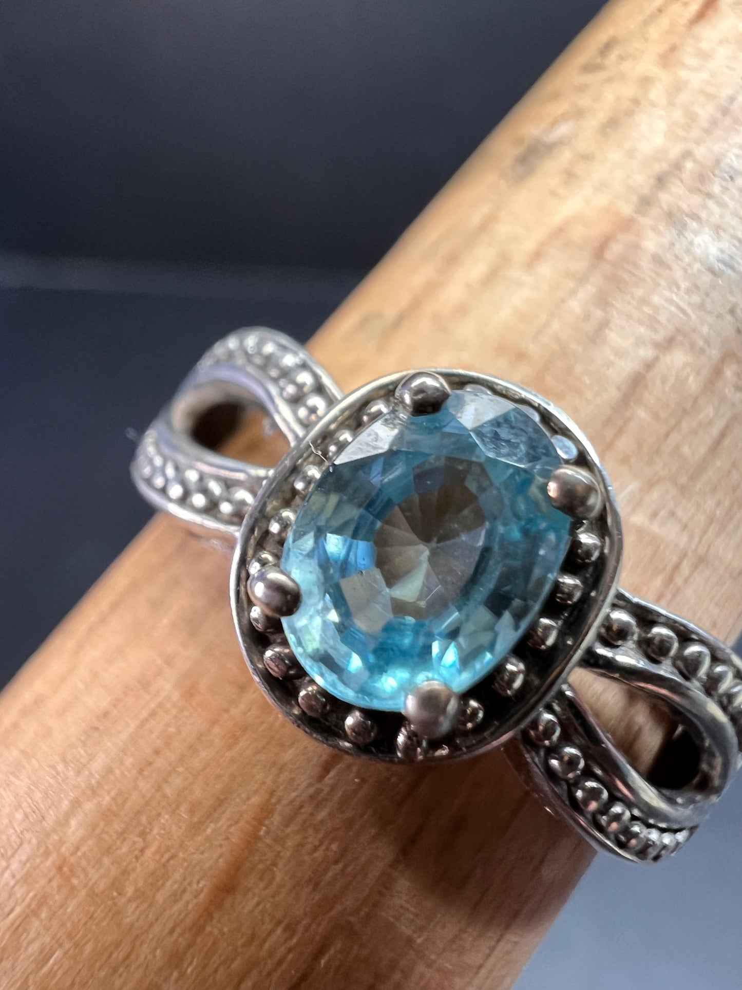 Blue topaz sterling silver ring size 9