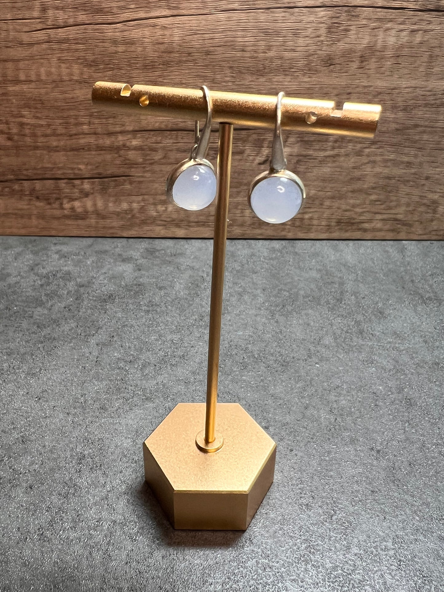 NEW Blue chalcedony sterling silver earrings 4.61 grams