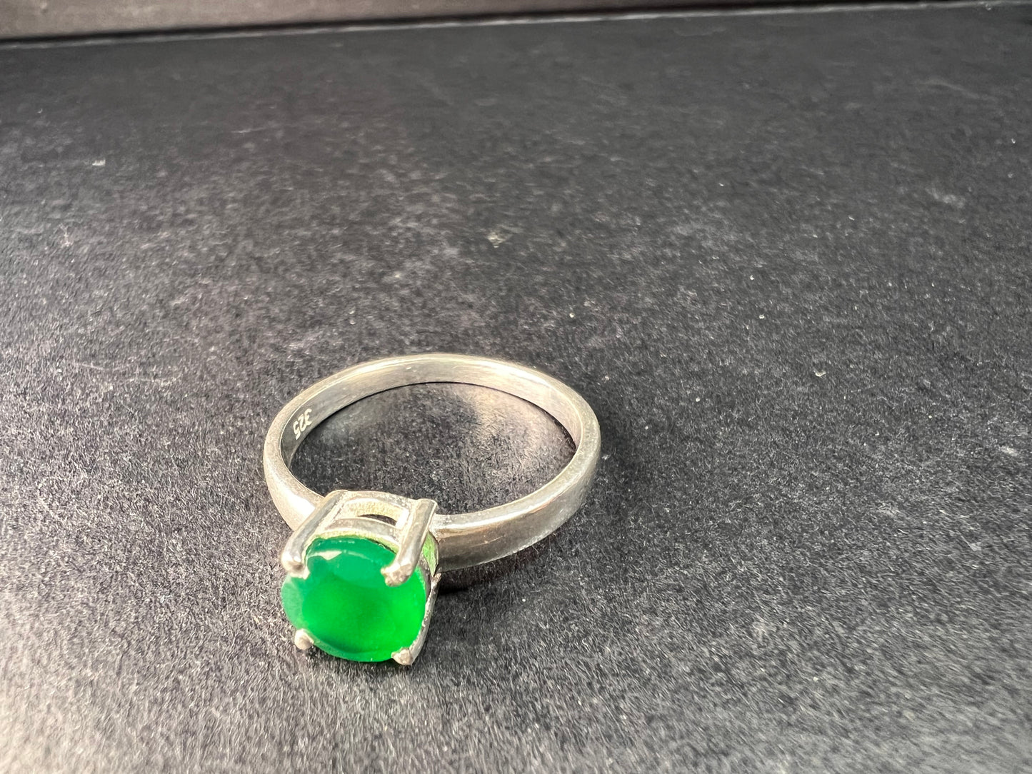 Green onyx sterling silver solitaire ring size 9