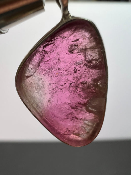 NEW Bi color pink tourmaline sterling silver pendant 1.94 grams