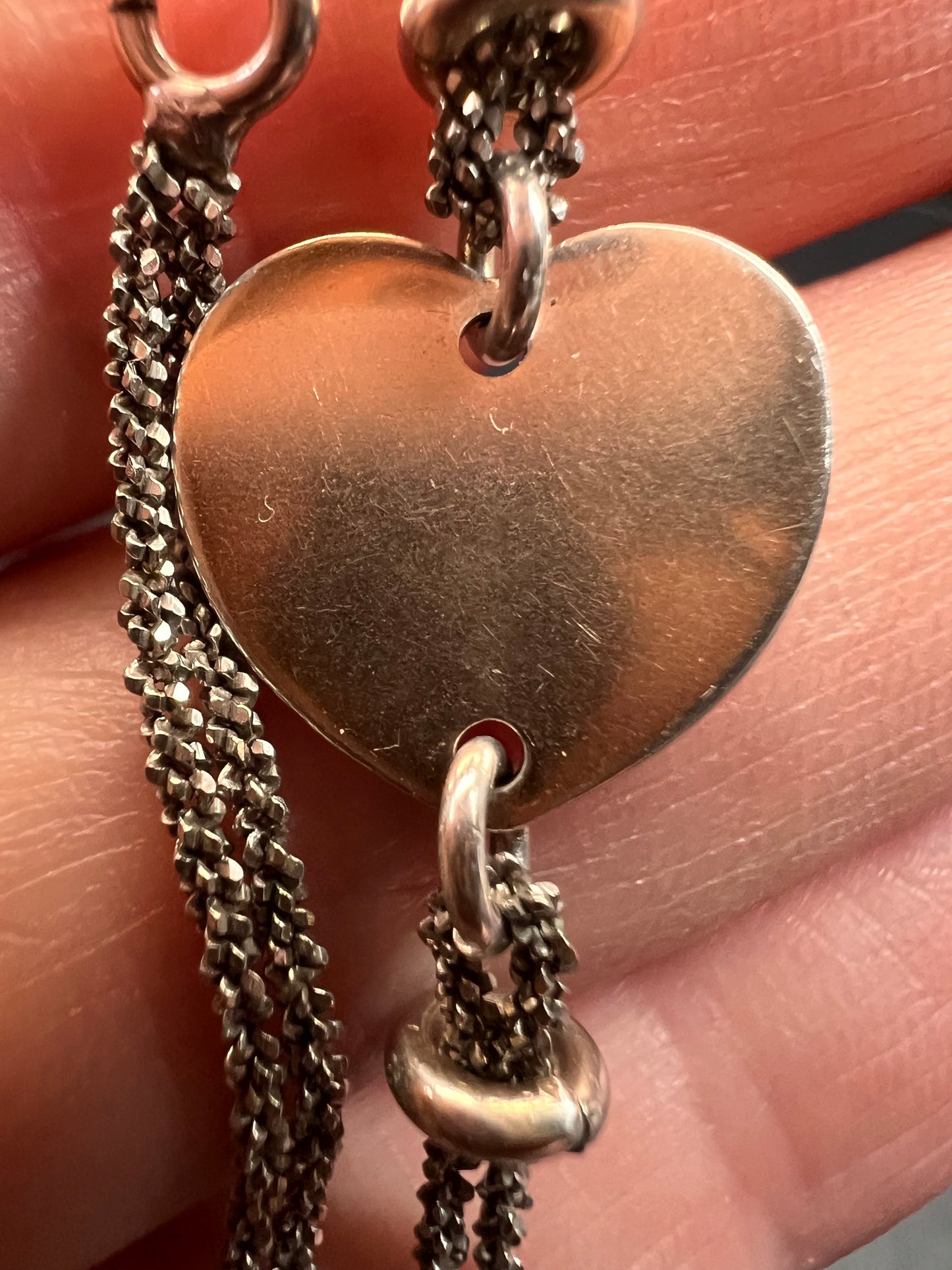 Vintage Dyadema sterling silver two toned heart charm multi chain bracelet