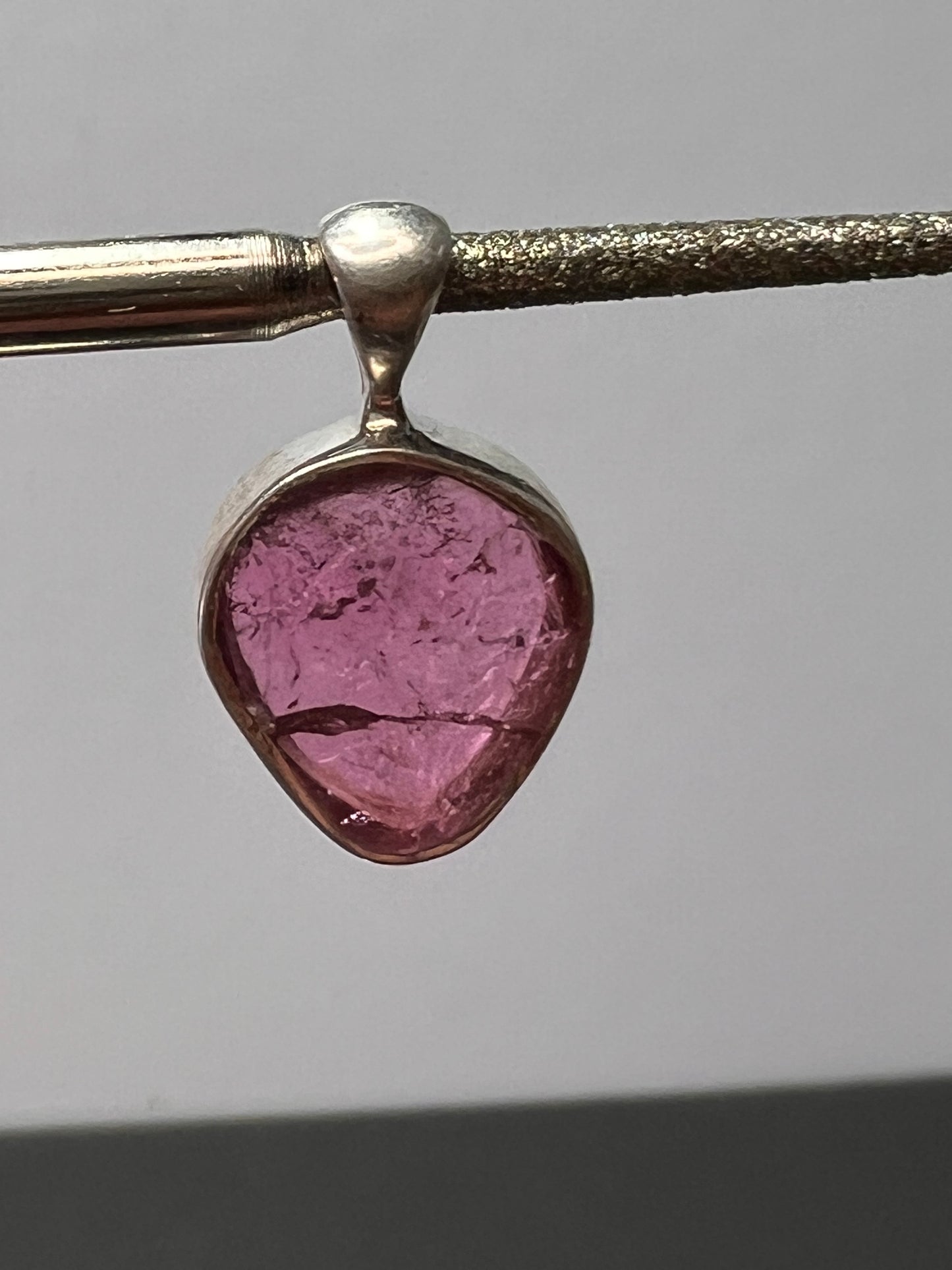 NEW Pink tourmaline sterling silver pendant 1.17 grams