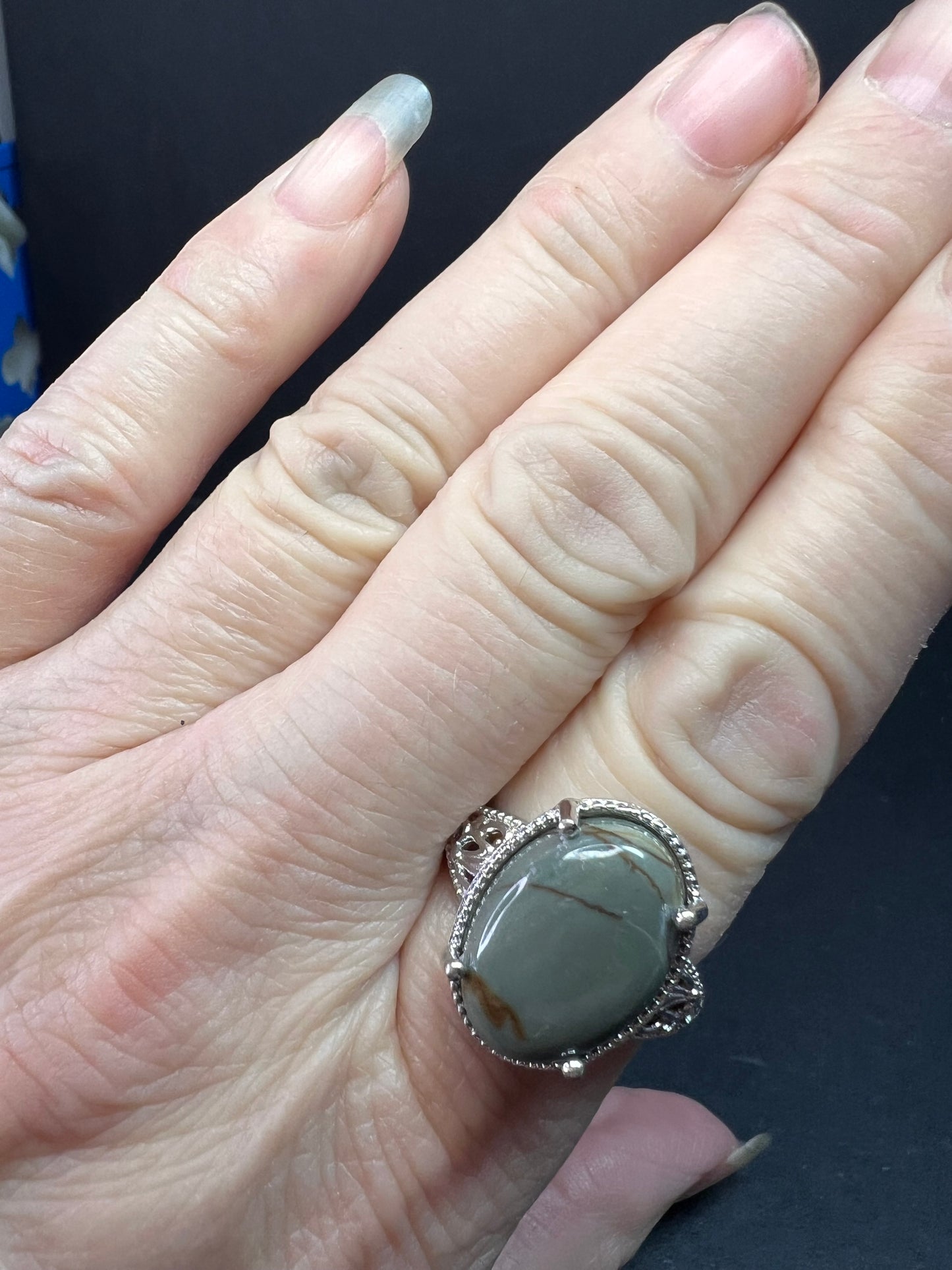 NEW Venus Jasper ring in platinum over brass size 10