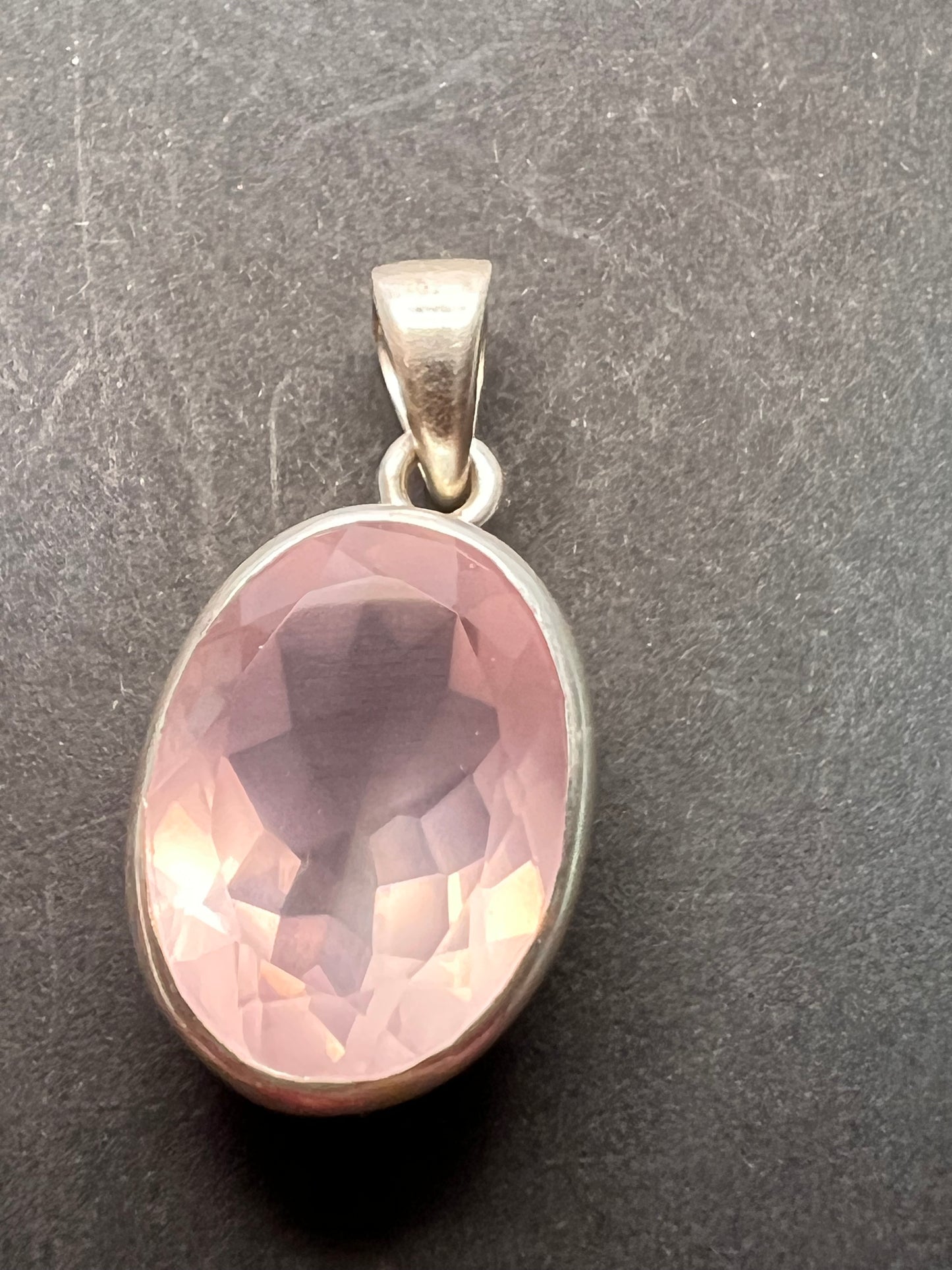 NEW Rose Quartz oval gemstone sterling silver pendant 5.62 grams