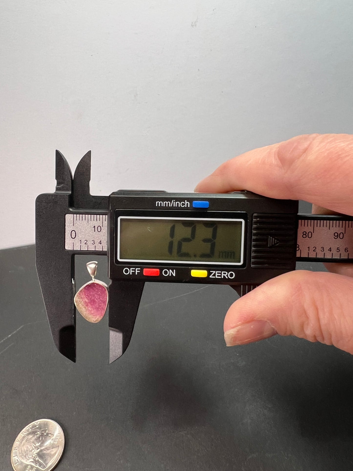 NEW Watermelon Tri color tourmaline sterling silver pendant 1.65 grams