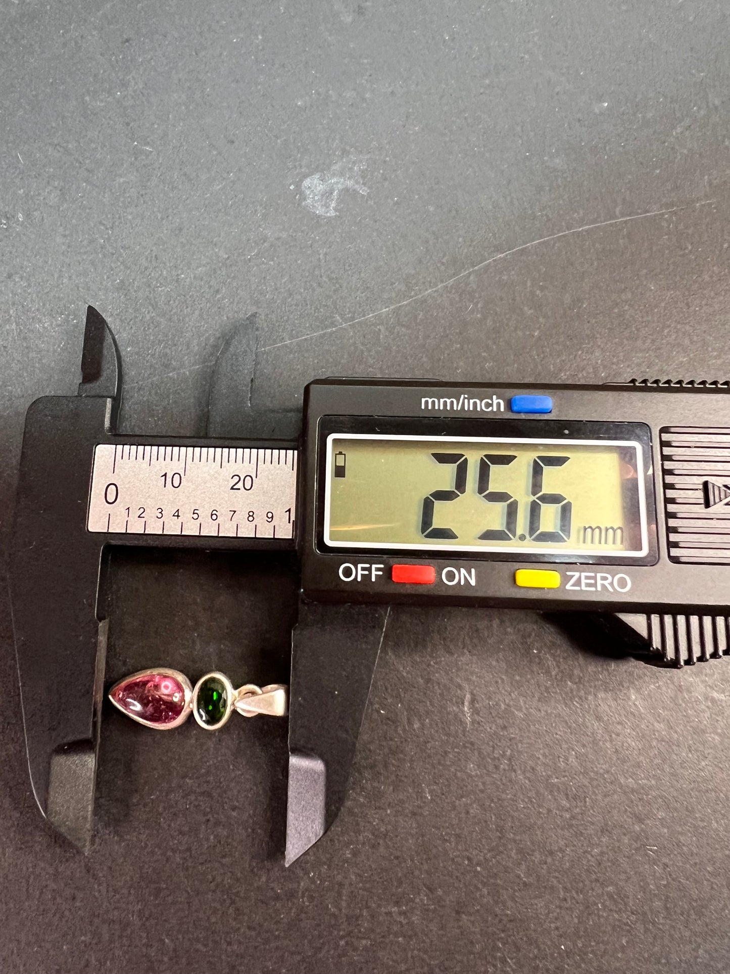 NEW Pink tourmaline and chrome diopside sterling silver pendant 1.75 grams