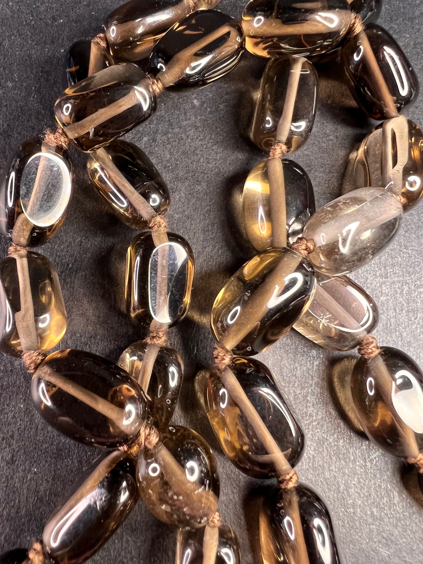 NEW smoky quartz 24 inch necklace with sterling silver clasp