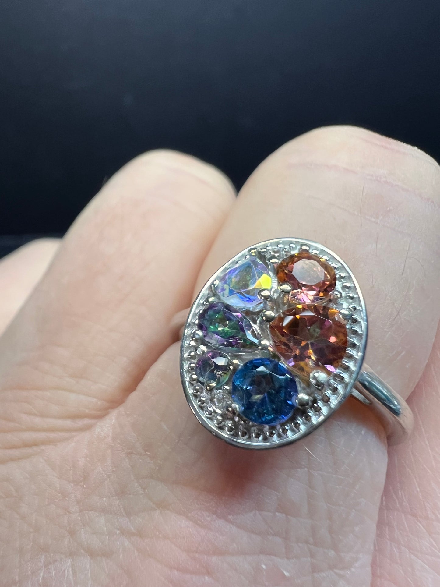 NEW cosmic mystic topaz ring in sterling silver size 8