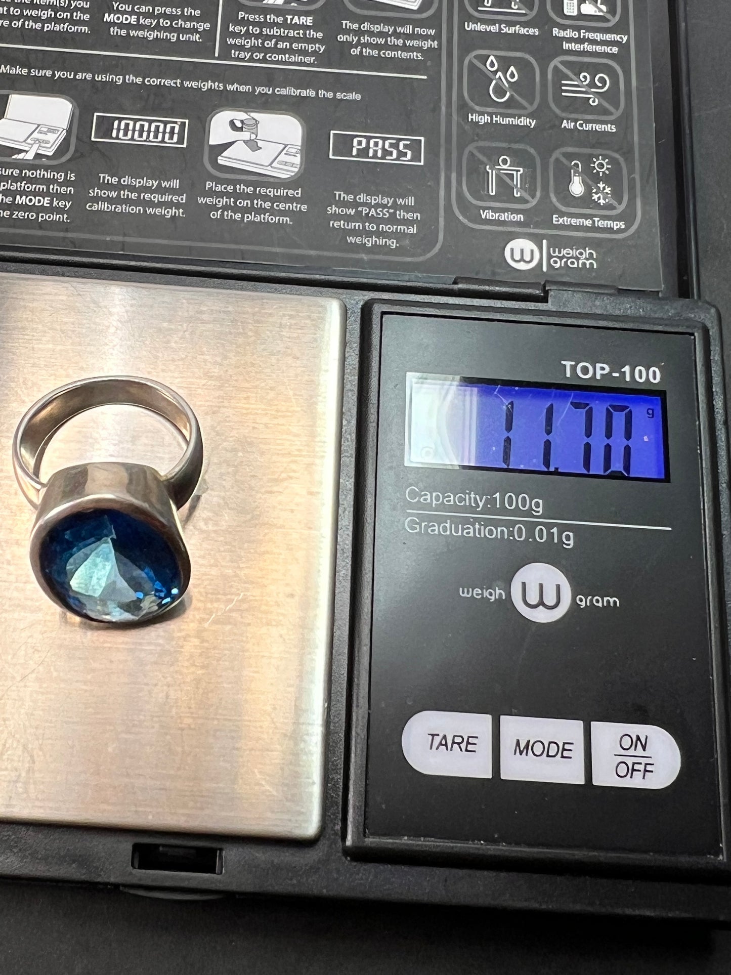 NEW size 8 Swiss blue topaz sterling silver ring size 11.70 grams