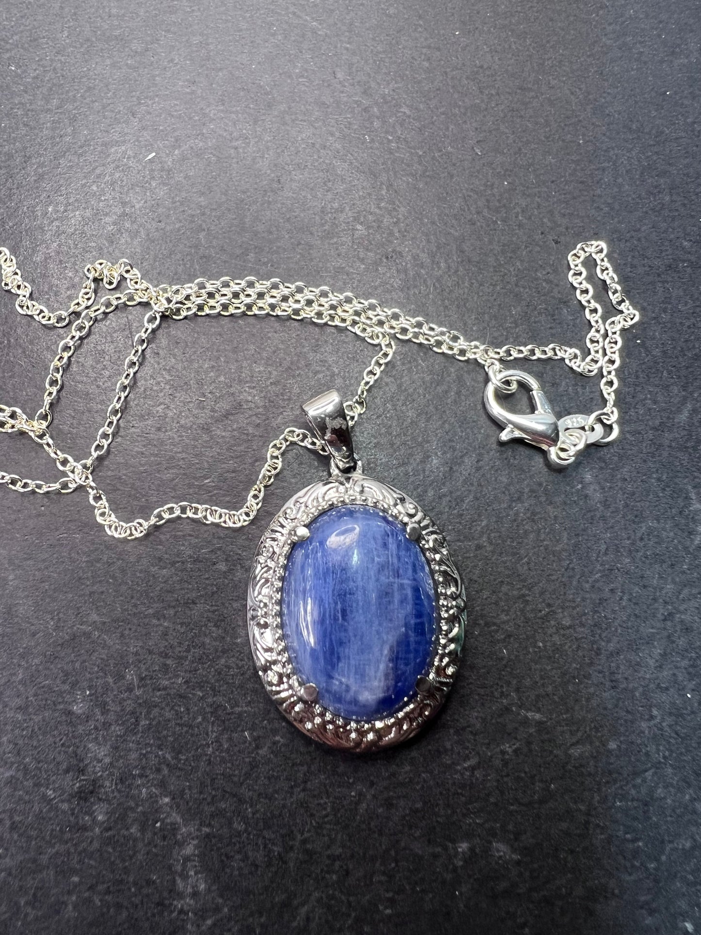 Kyanite stainless steel pendant with chain
