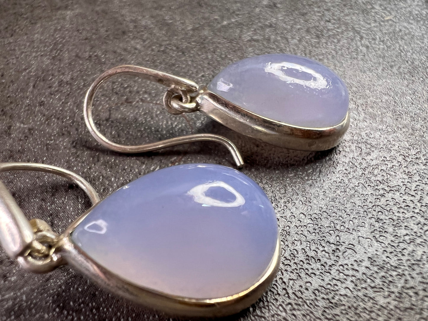 NEW Blue chalcedony sterling silver drop earrings 8.61 grams