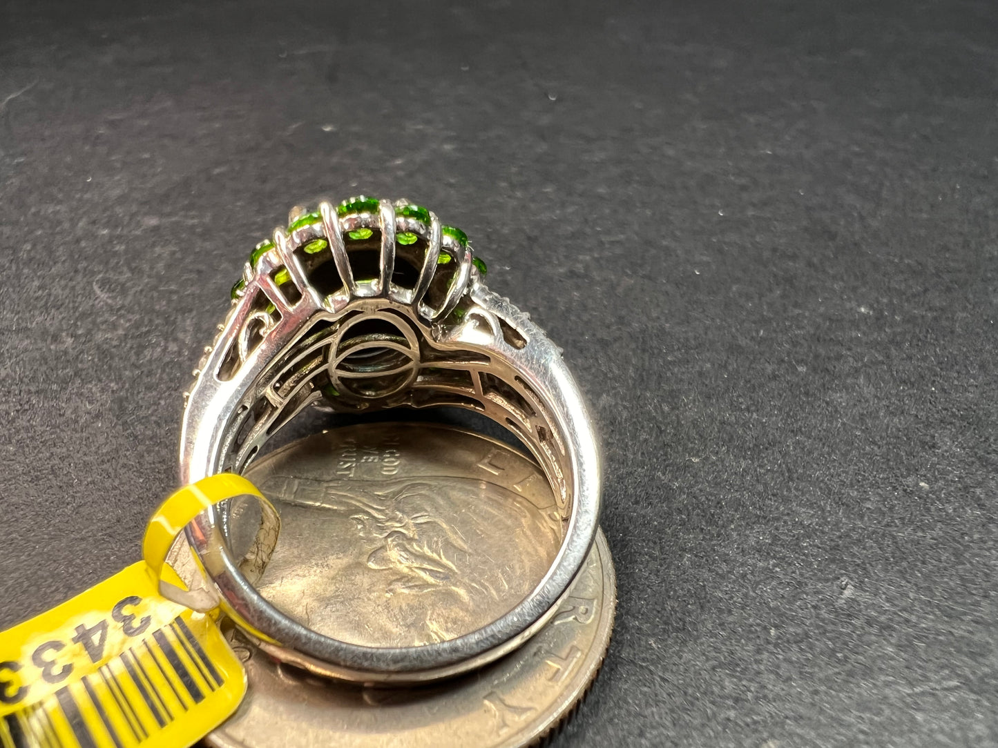 NEW with tag ammolite and diamond sterling silver ring size 7