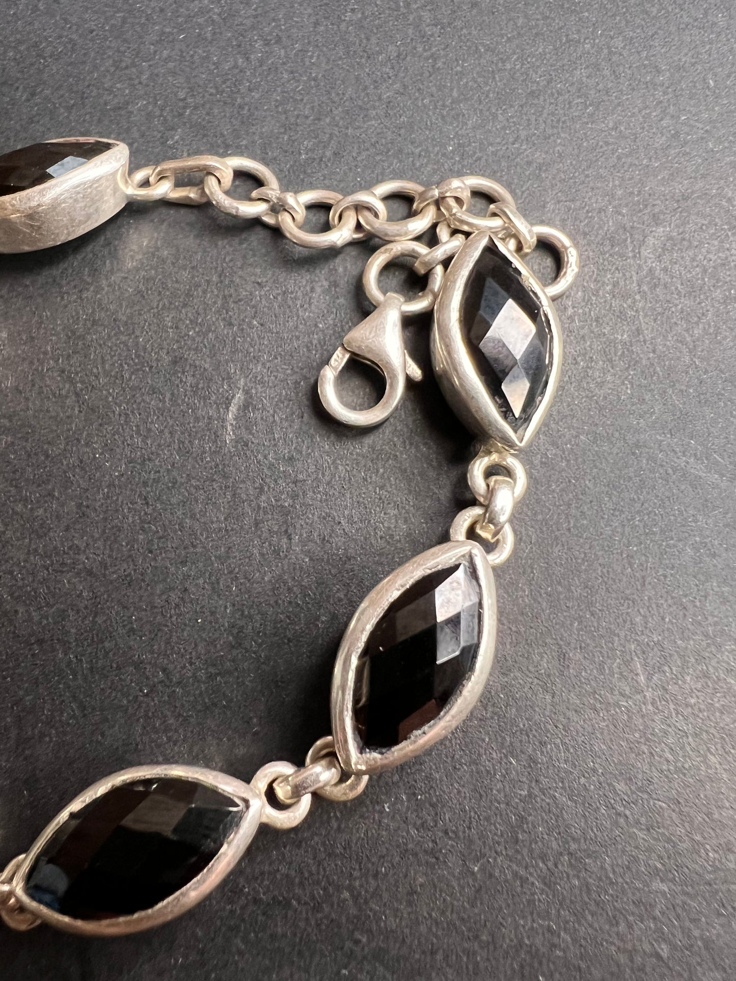 NEW Black onyx sterling silver 8 inch bracelet