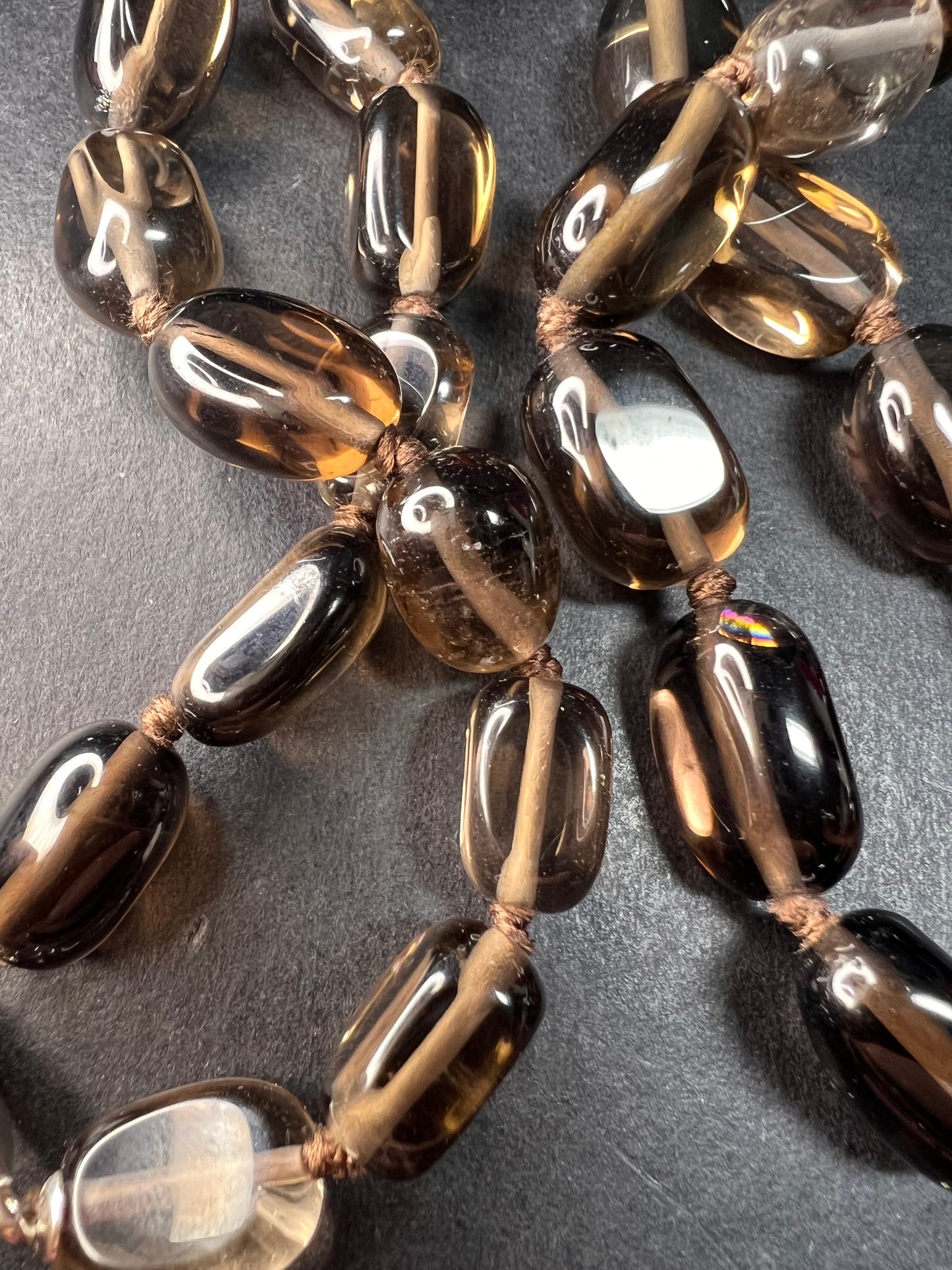 NEW smoky quartz 24 inch necklace with sterling silver clasp