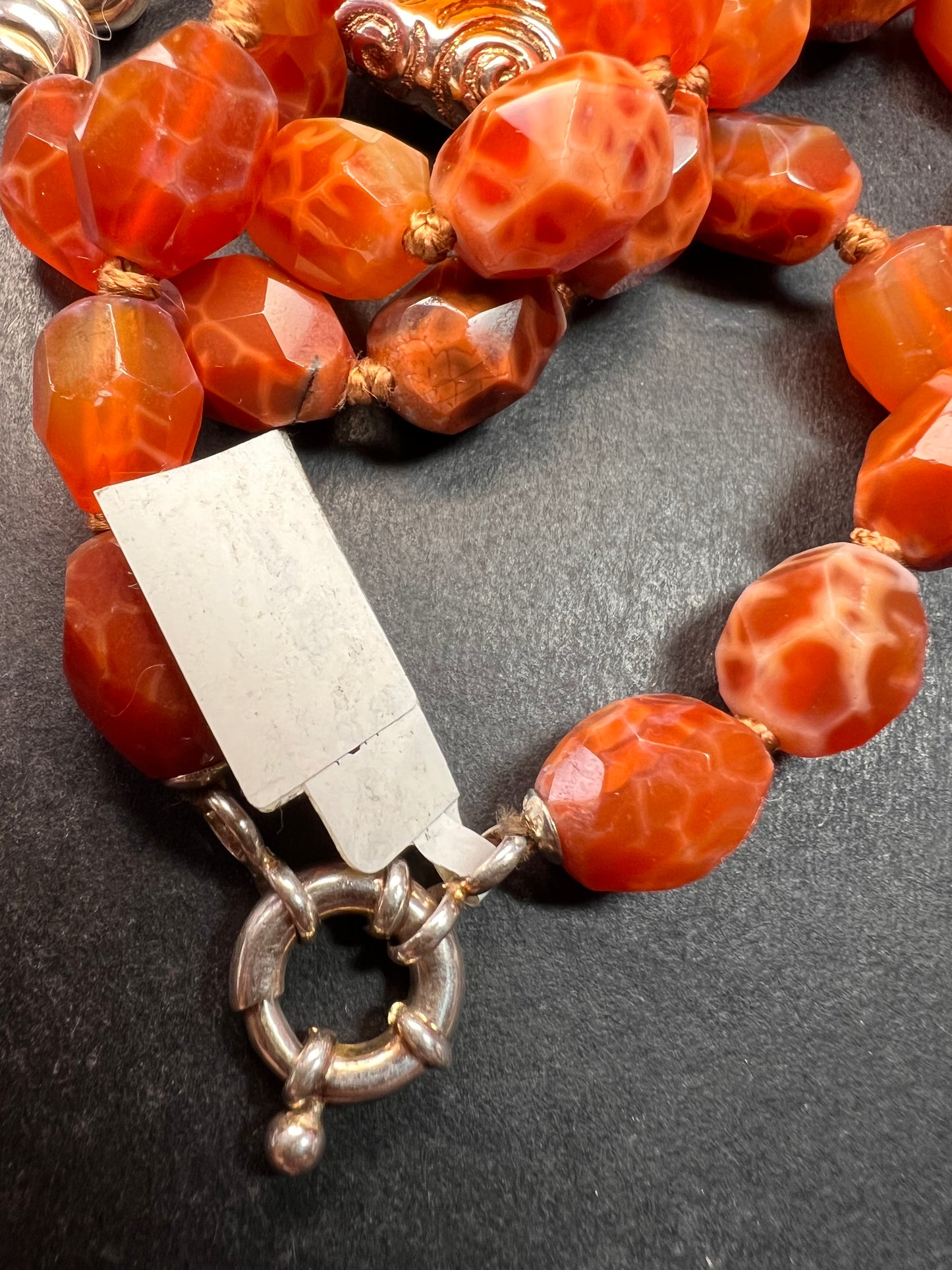 NEW fire agate Sterling silver necklace
