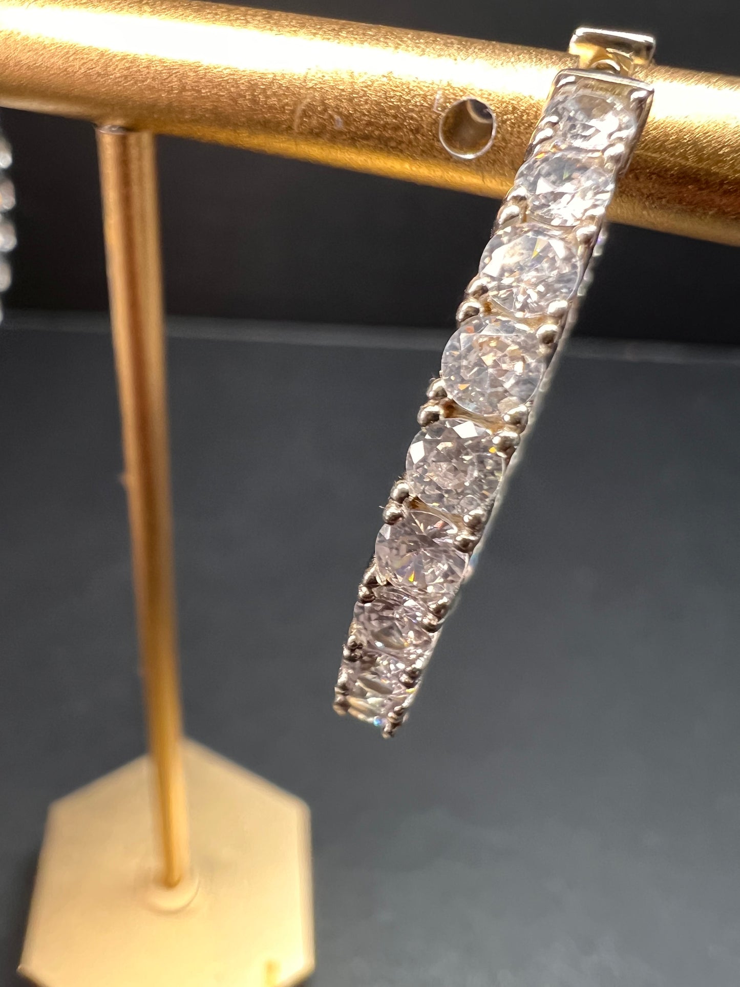 CZ inside out hoop earrings in sterling silver