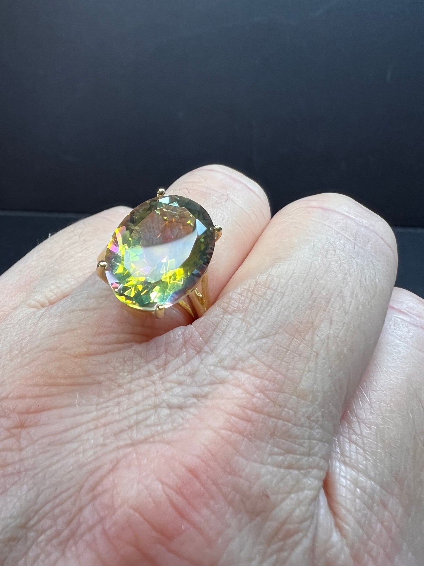 NEW Mystic Quartz ring in gold over sterling silver size 7