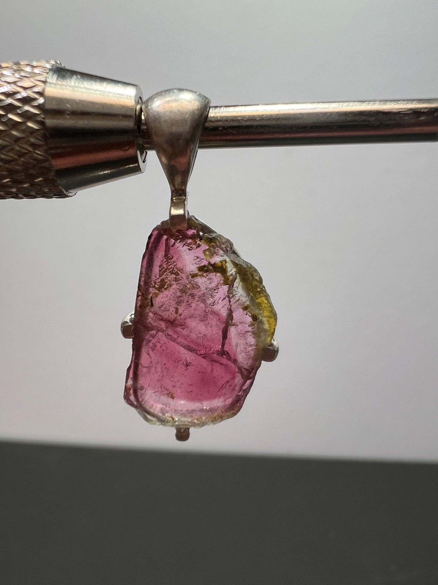 NEW Watermelon tourmaline sterling silver pendant 1.56 grams