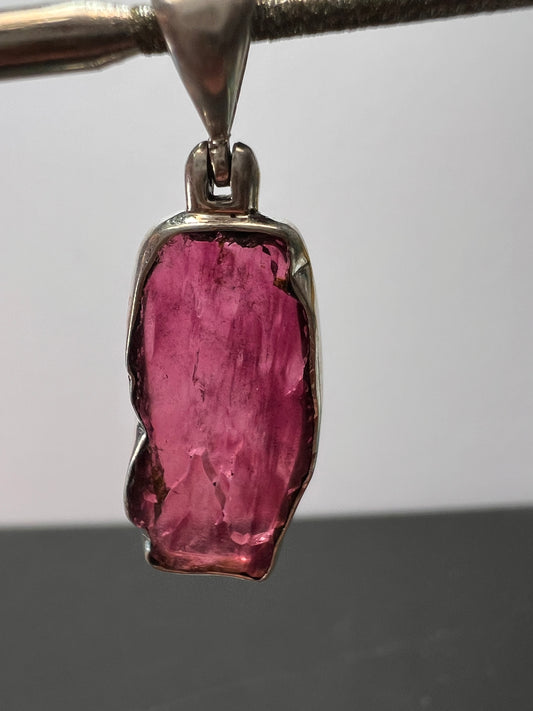 NEW Rubellite Pink tourmaline sterling silver pendant 2.71 grams