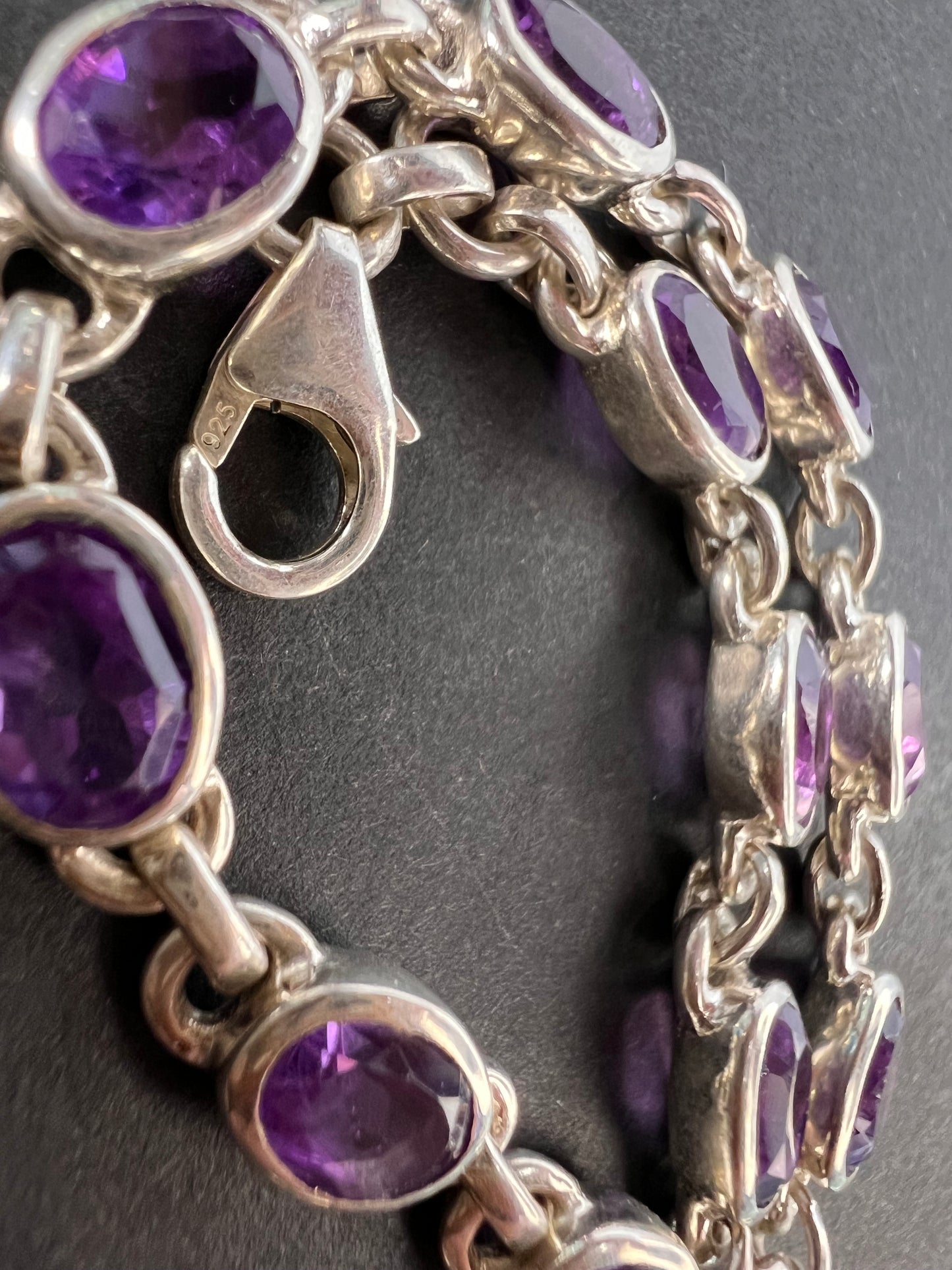 NEW sterling silver amethyst link bracelet