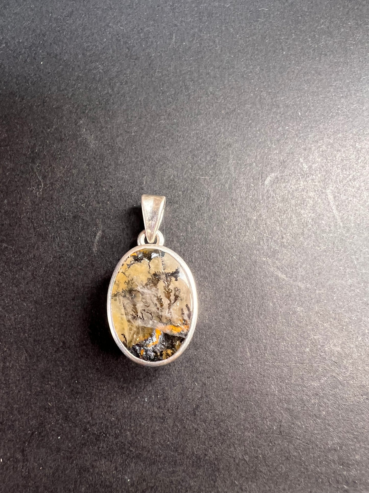 NEW Dendretic agate gemstone sterling silver pendant
