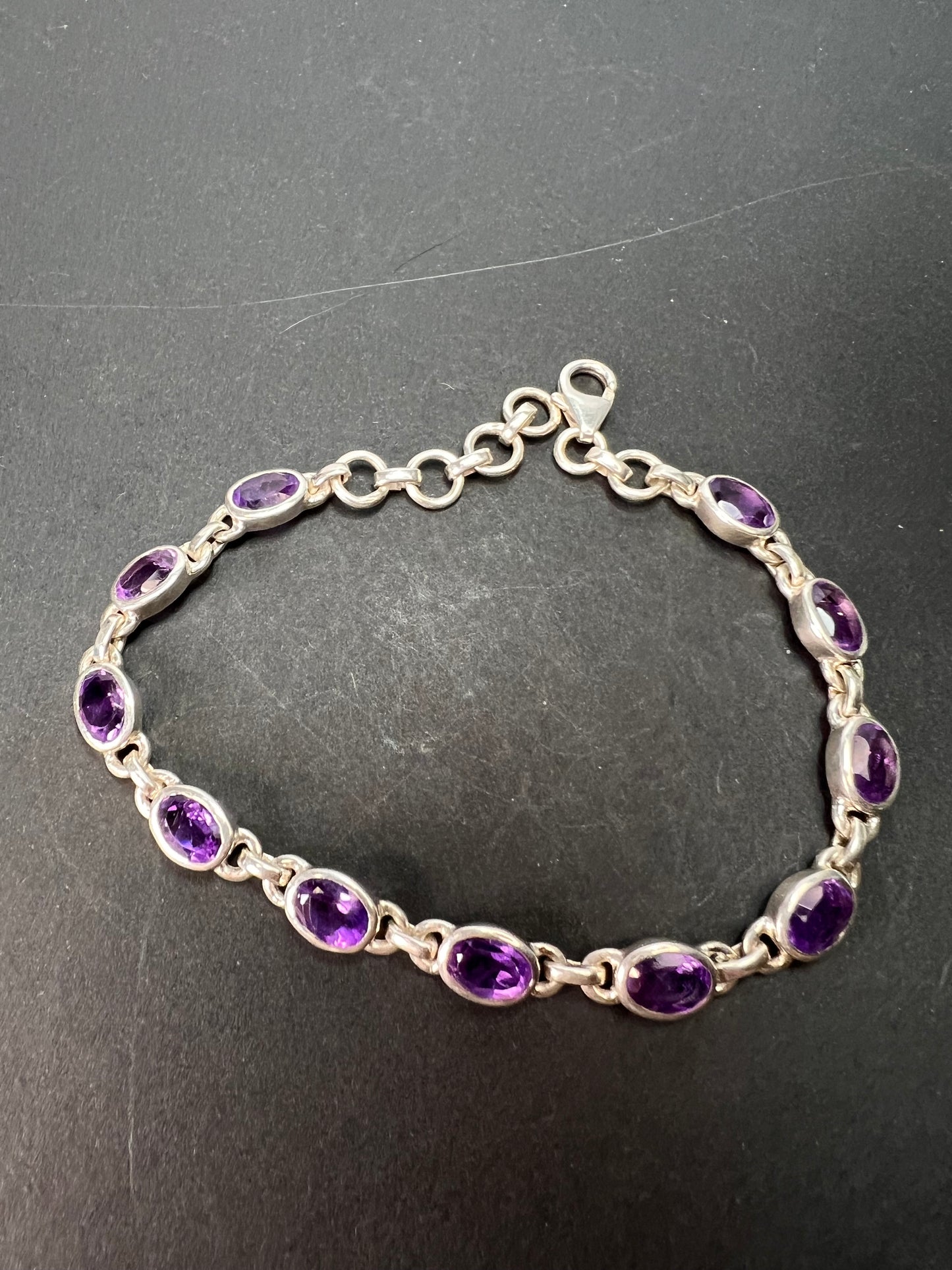 NEW sterling silver amethyst link bracelet