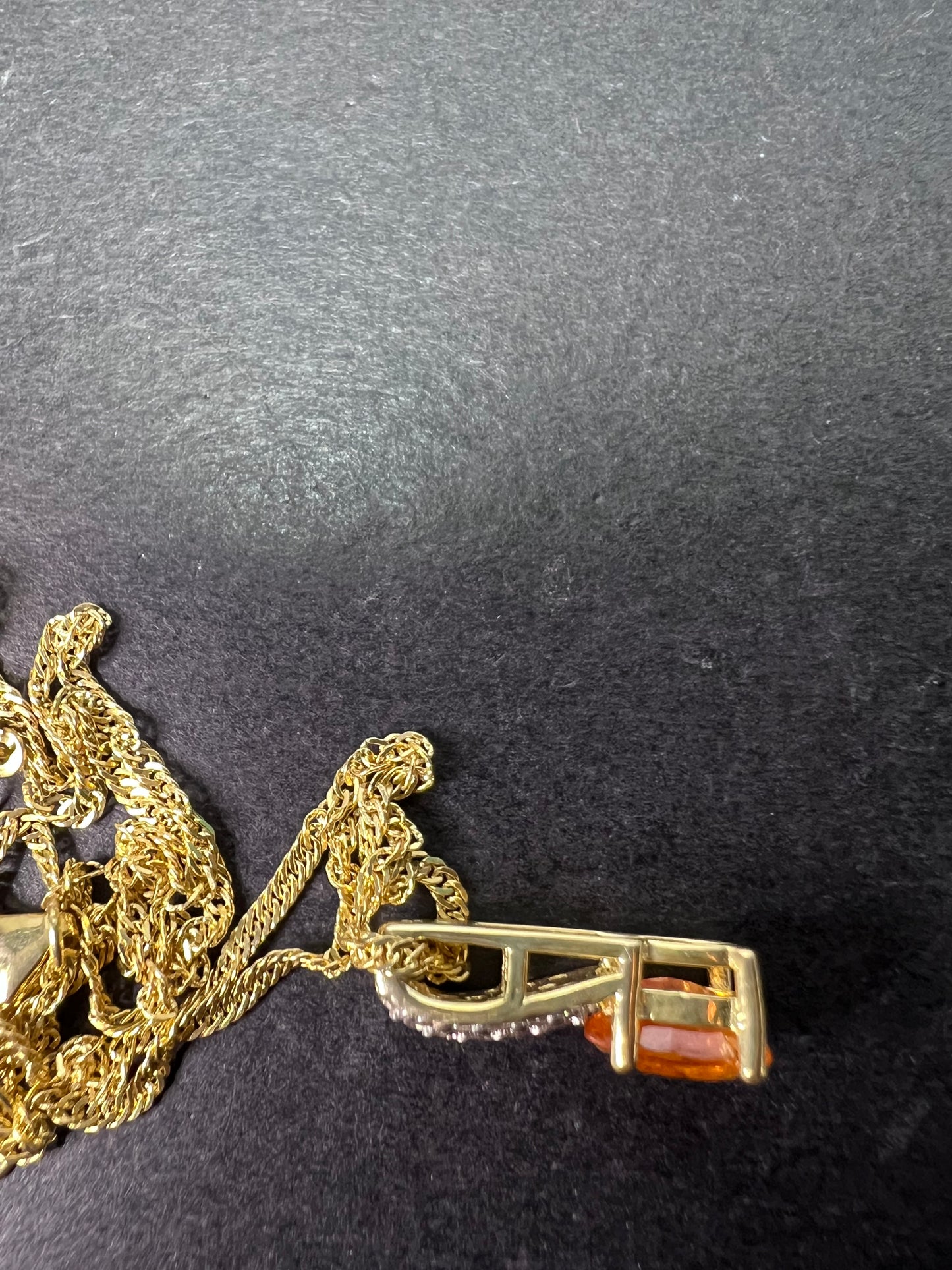 Orange Mandarin Garnet 18K Yellow Gold Over Silver Pendant With Chain 1.02ctw *NEW*