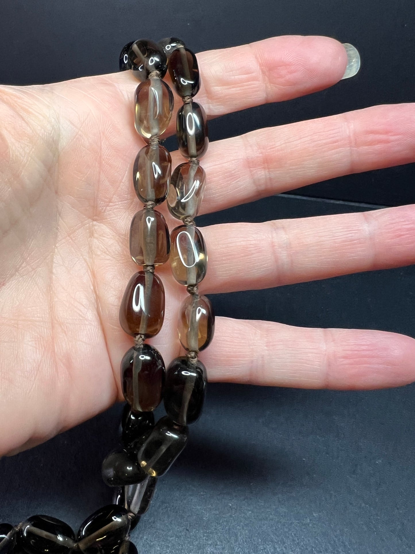 NEW smoky quartz 24 inch necklace with sterling silver clasp