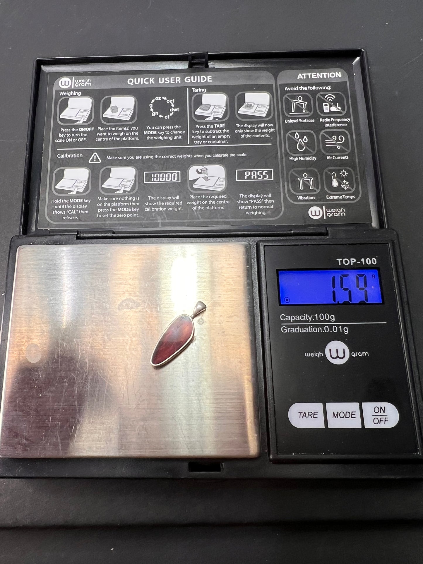 NEW pink tourmaline/ rubellite sterling silver pendant 1.59 grams