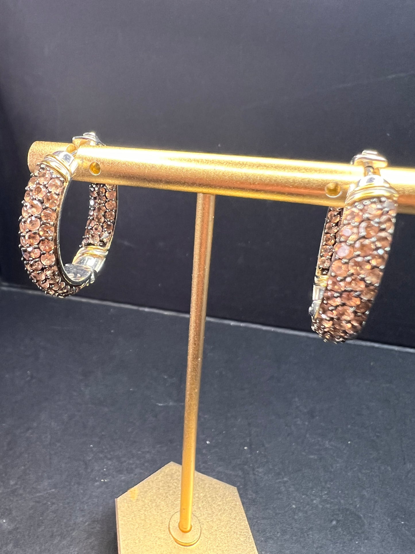 Andalusite inside out hoop earrings in gold and rhodium over sterling silver