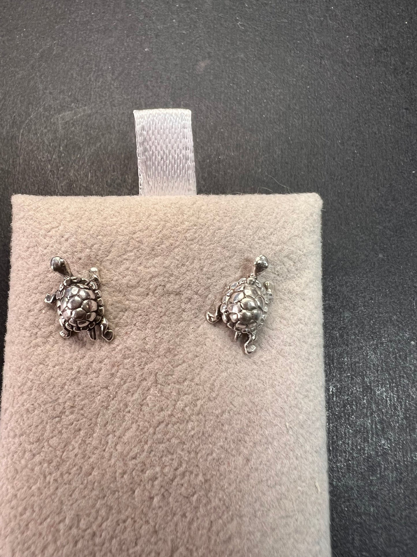 Tiny sterling silver turtle stud earrings