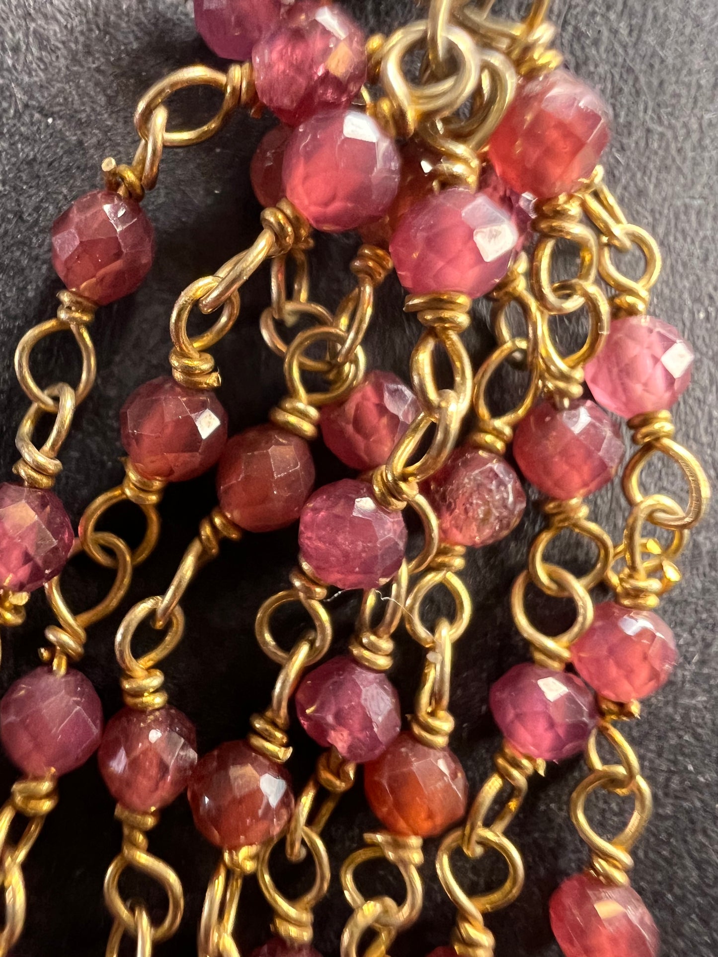 Freshwater pearl and garnet chandelier sterling silver earrings