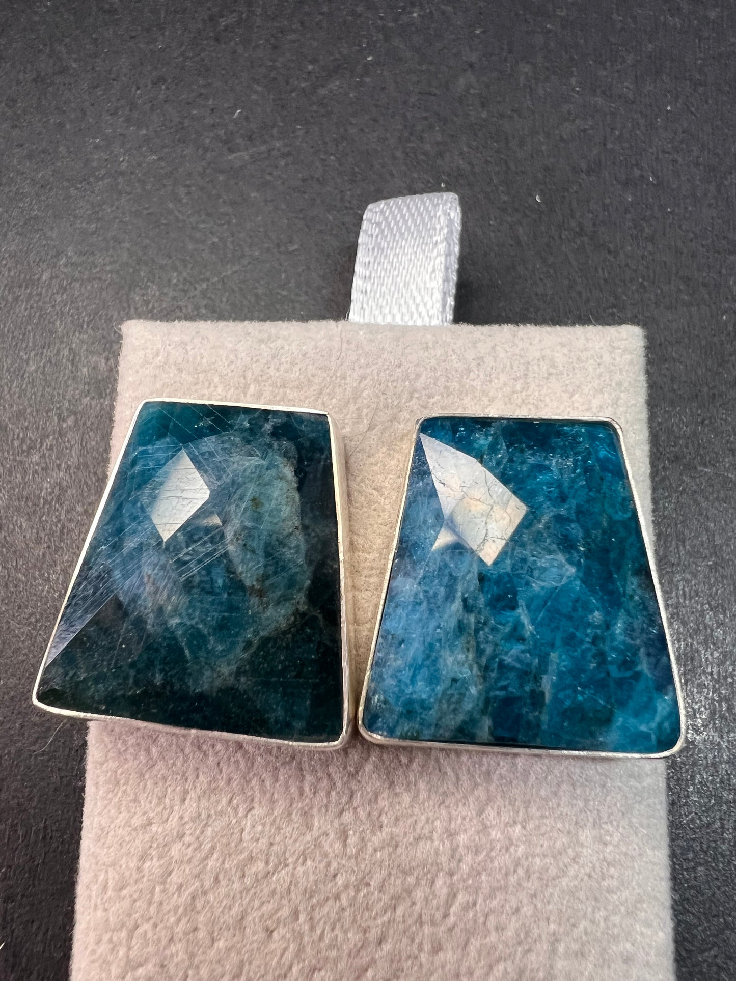NEW Jay King blue apatite geometric sterling silver earrings