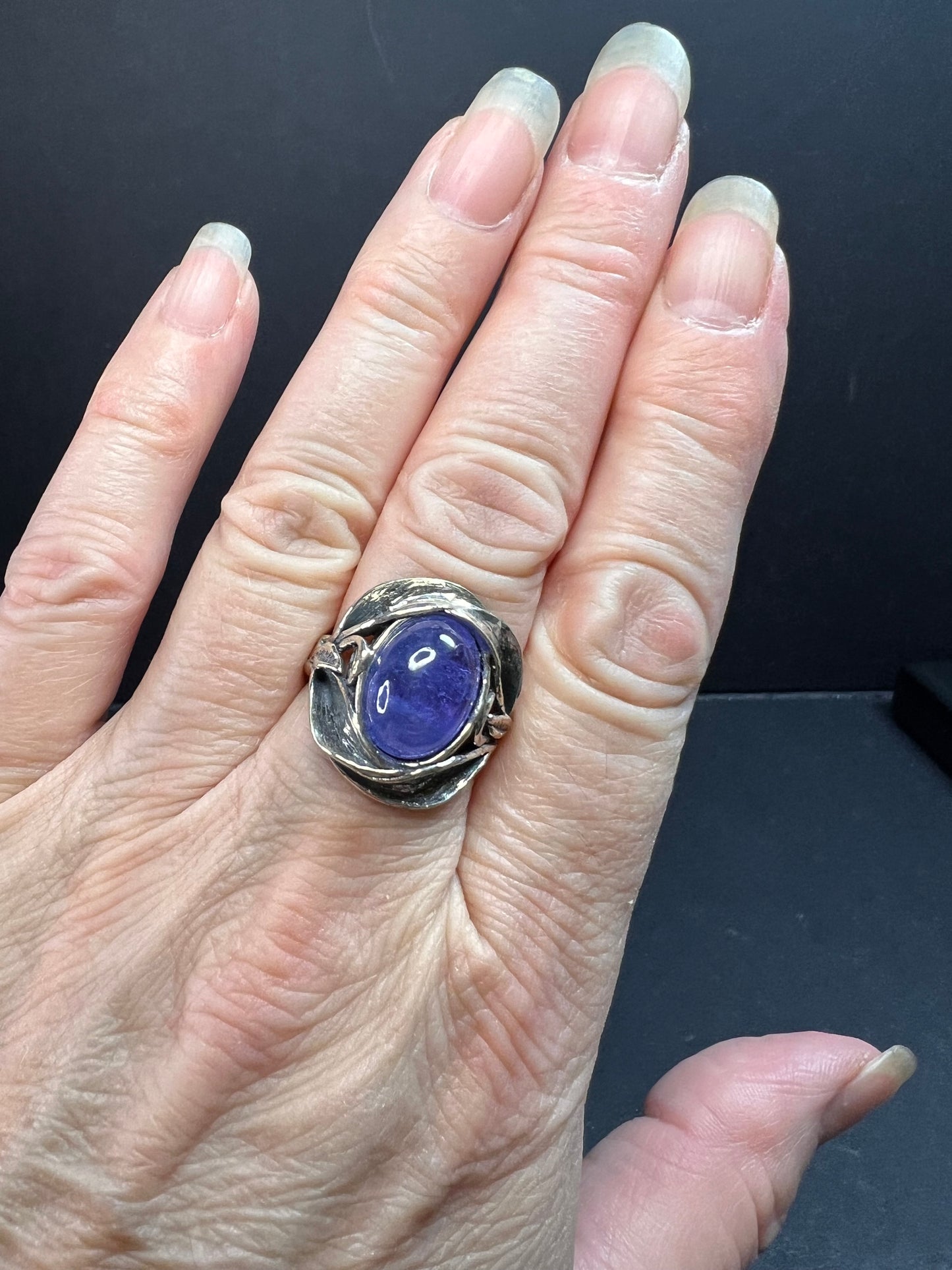 Tanzanite sterling silver artisan ring size 9