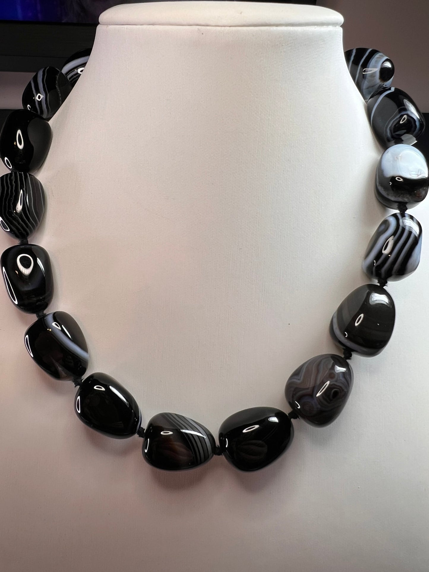 NEW Botswana agate 18 inch necklace with sterling silver clasp