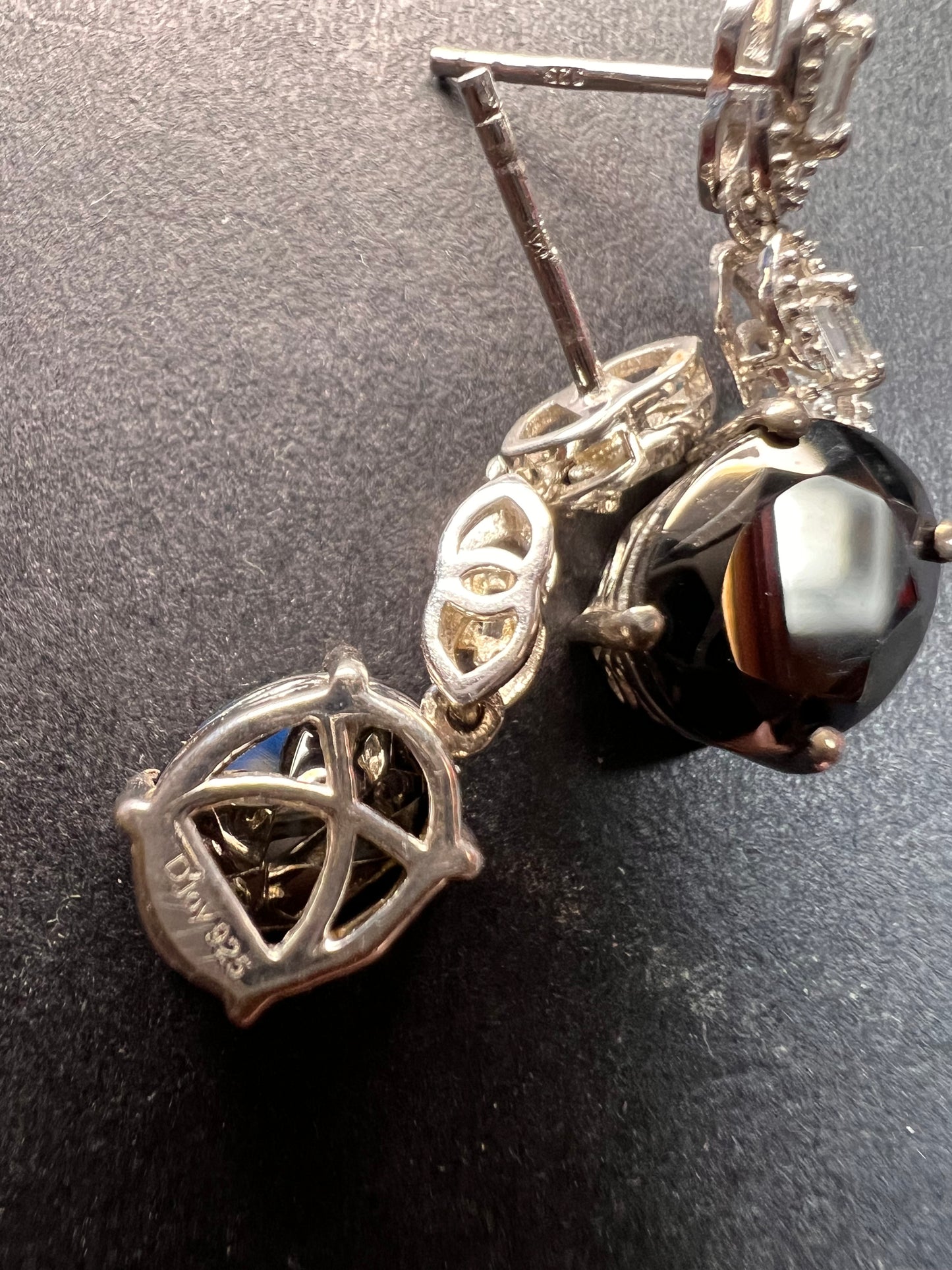 Elite Shungite gemstone sterling silver earrings