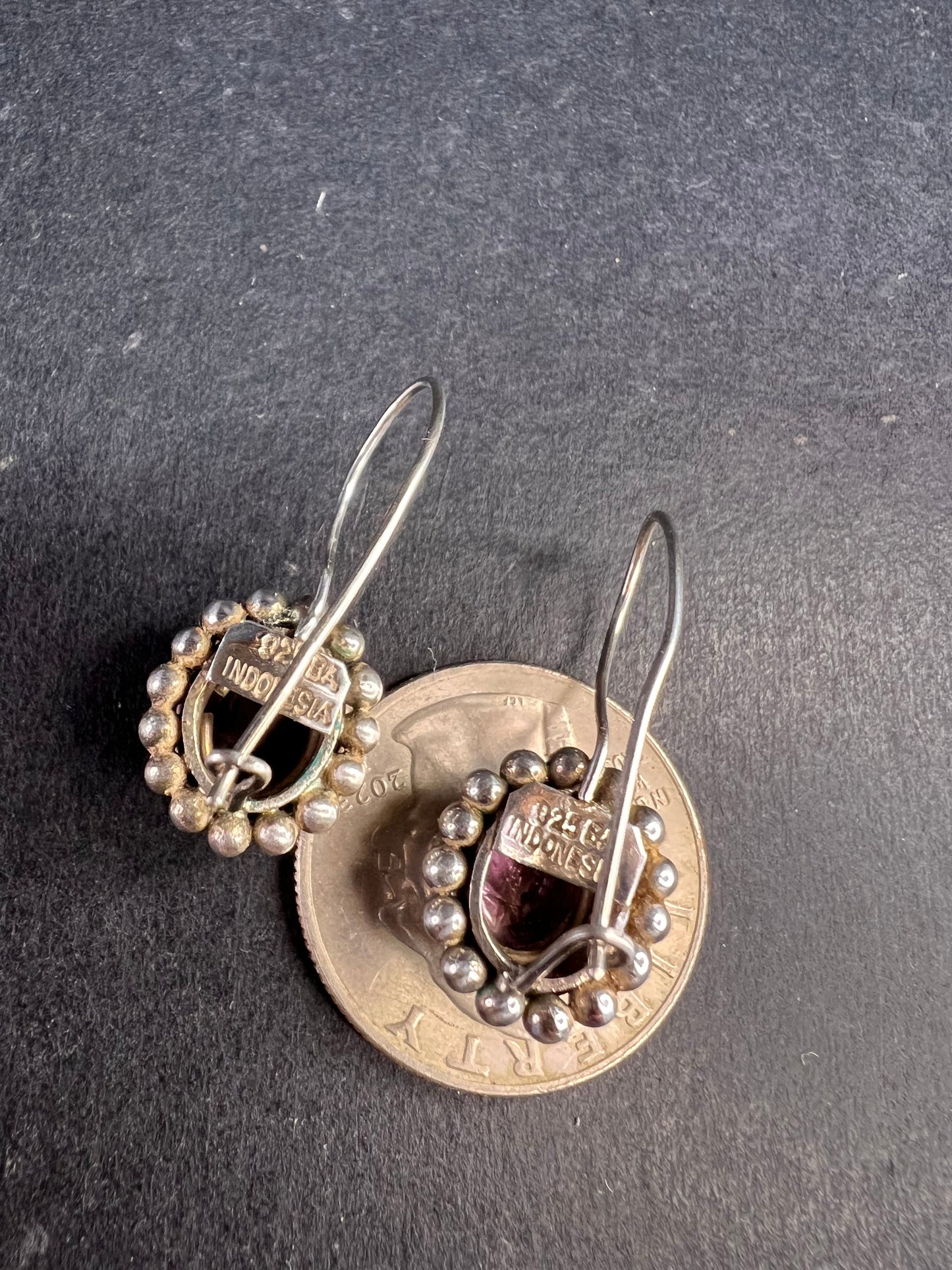 Vintage Suarti Bali sterling silver amethyst earrings