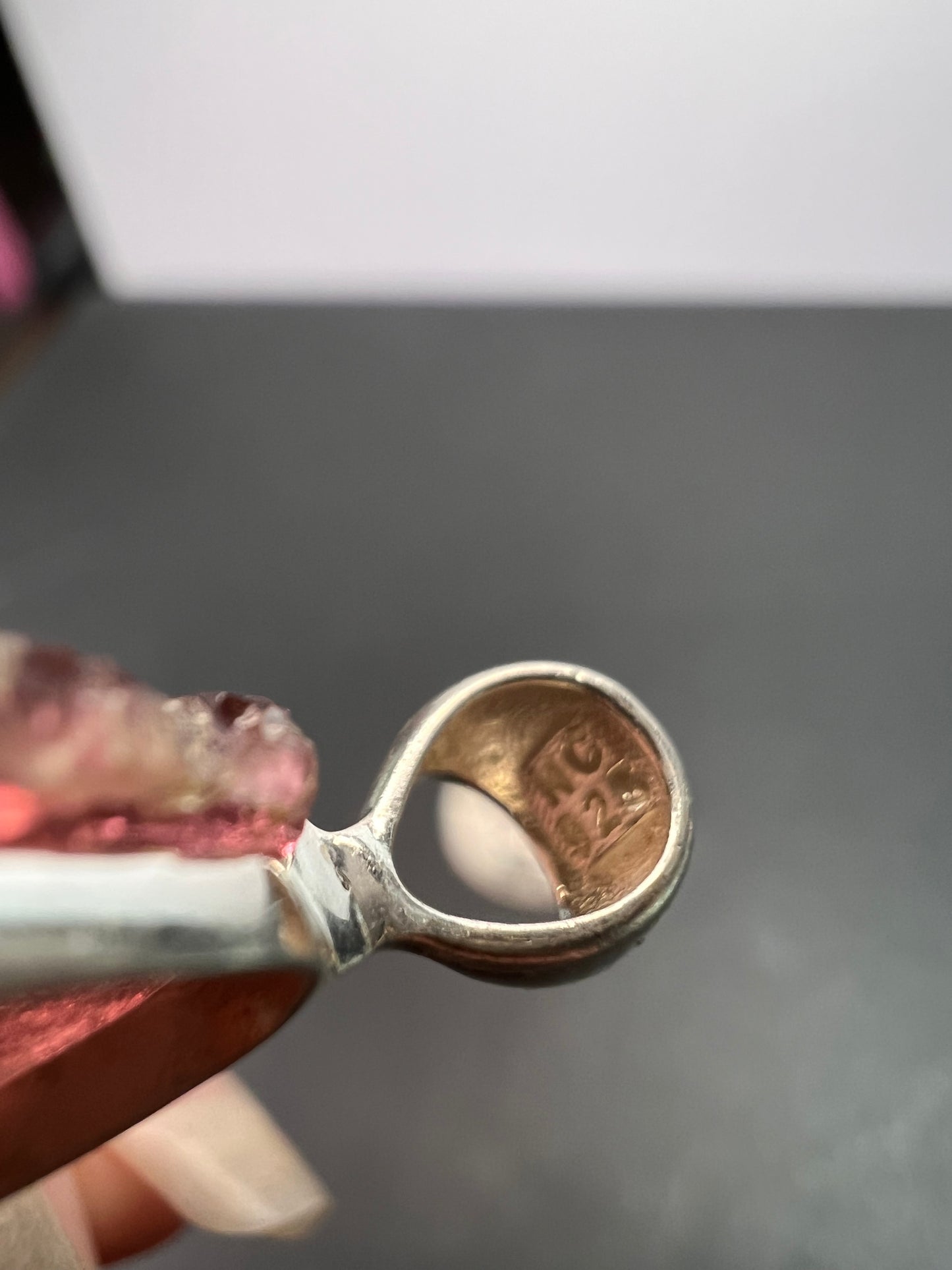 NEW Pink tourmaline sterling silver pendant 2.16 grams