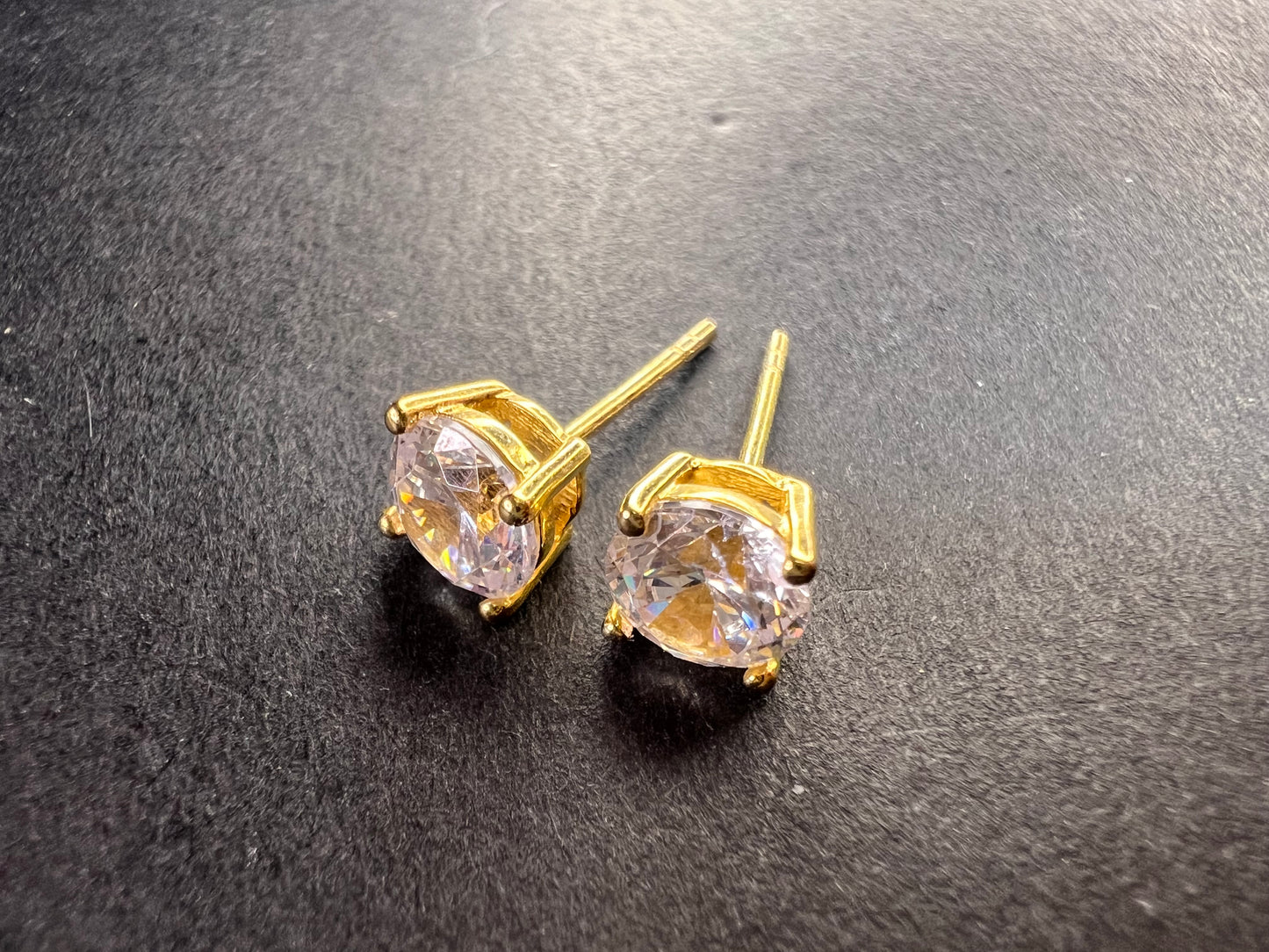 5.5mm CZ stud earrings in gold over sterling silver