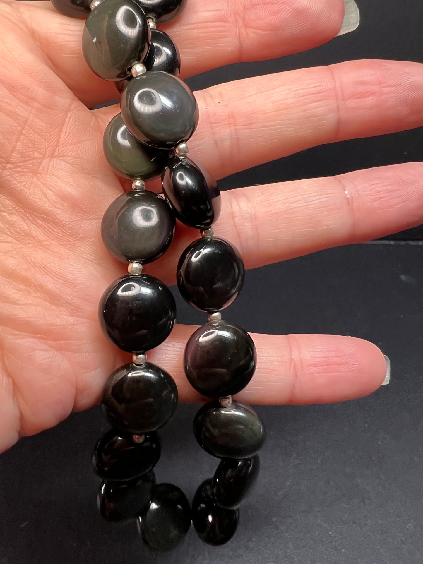 NEW rainbow obsidian and sterling silver necklace