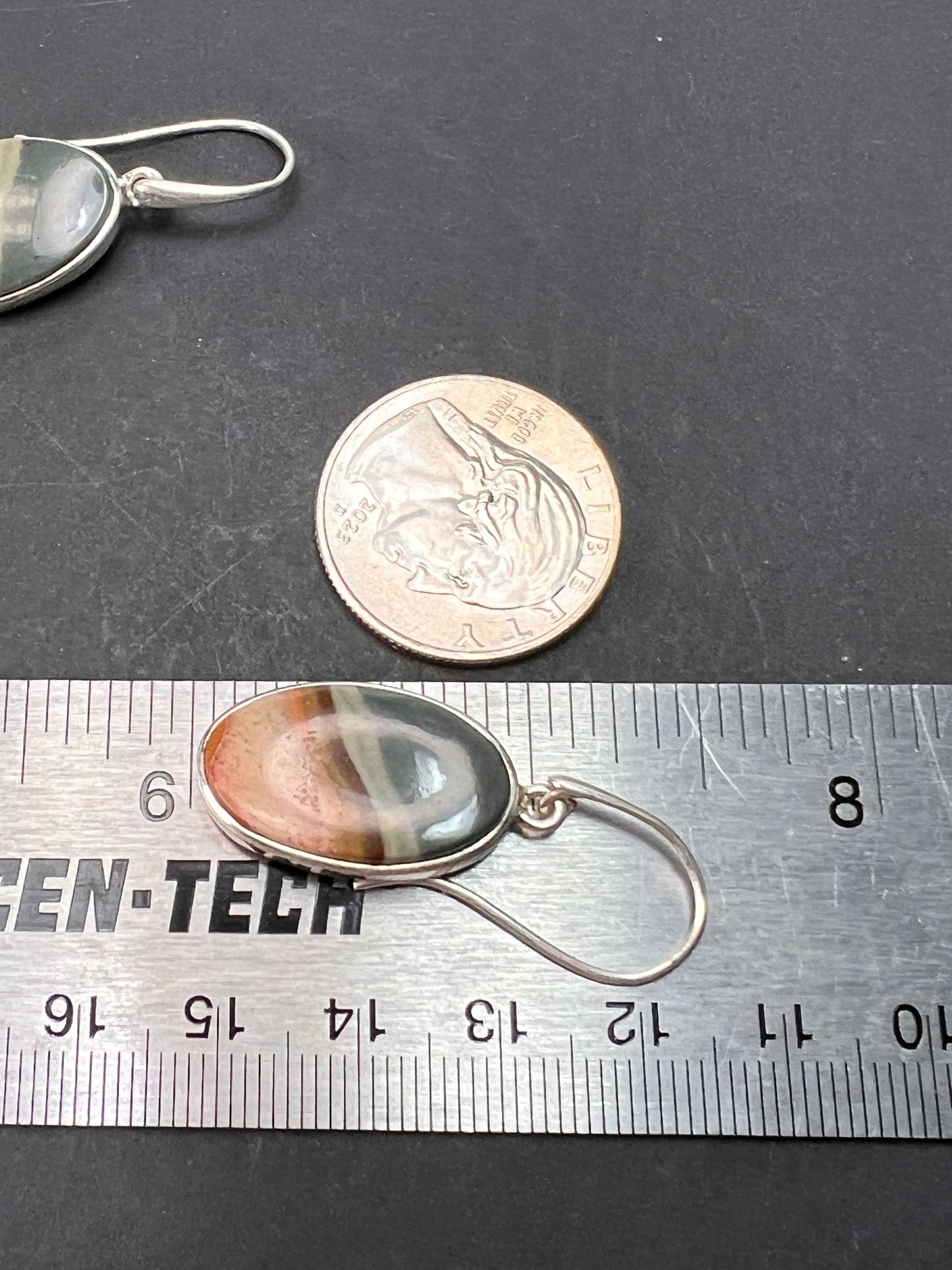 NEW Polychrome Jasper sterling silver dangle earrings 7.34 grams