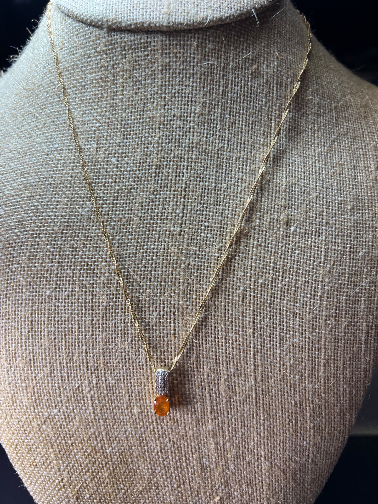 *NEW* Orange Mandarin Garnet 18K Yellow Gold Over Silver Pendant With Chain 1.02ctw