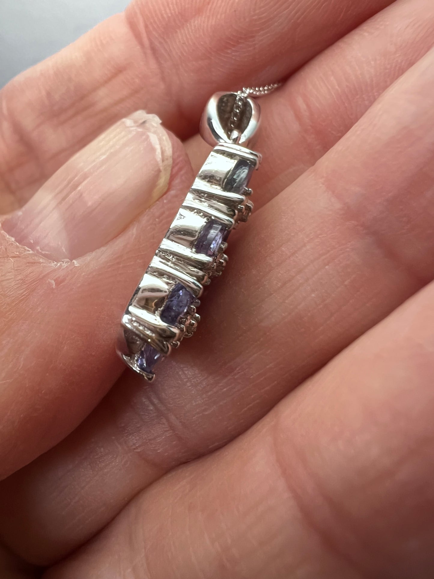 *NEW* Tanzanite CZ sterling silver pendant necklace
