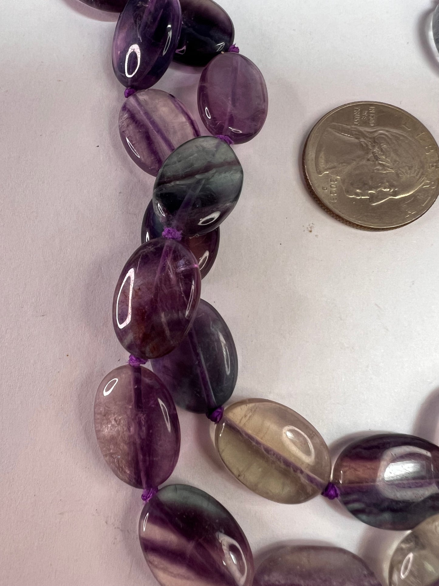 NEW Nate & Etan Fluorite double strand knotted necklace with sterling silver clasp