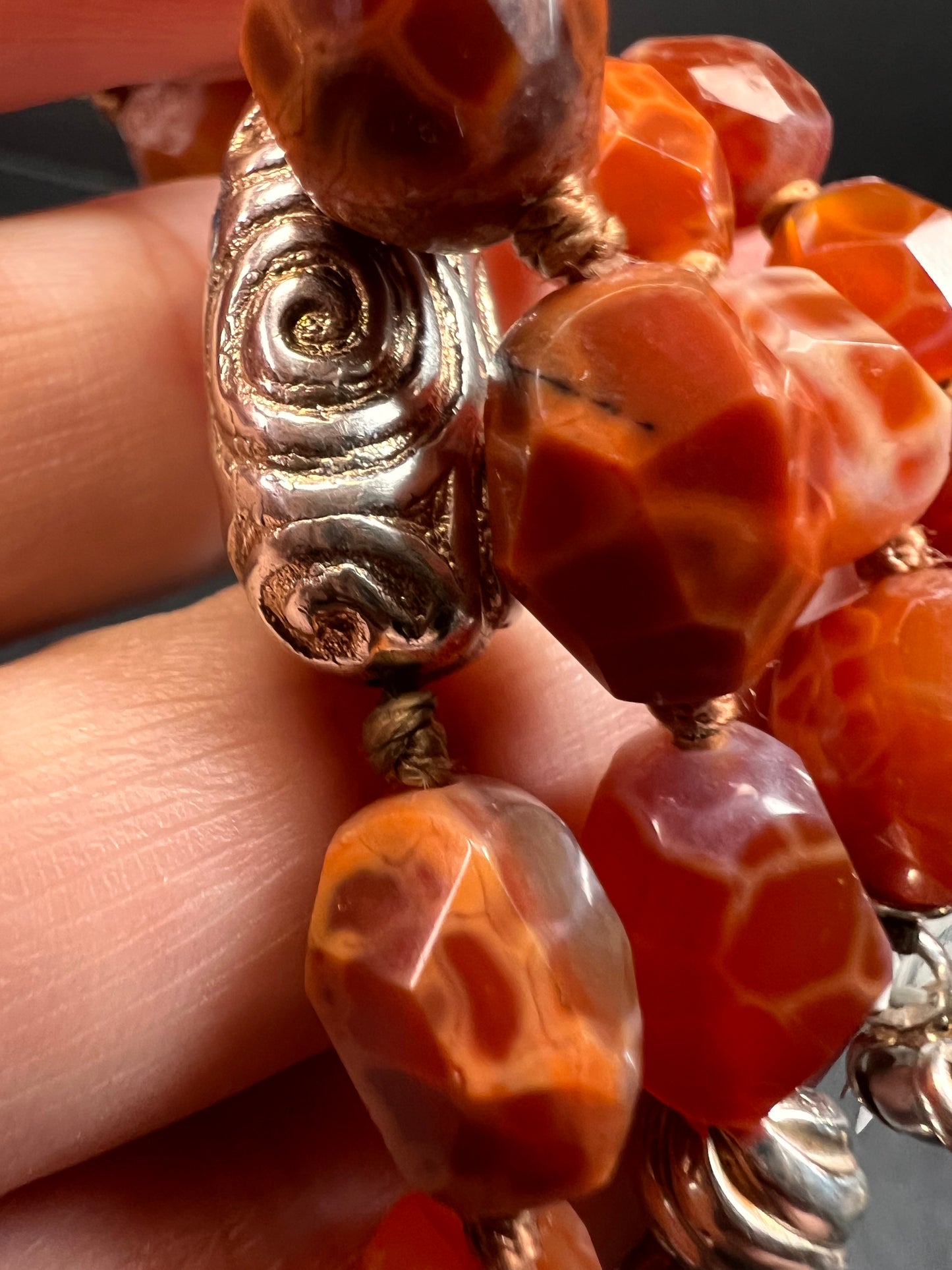 NEW fire agate Sterling silver necklace