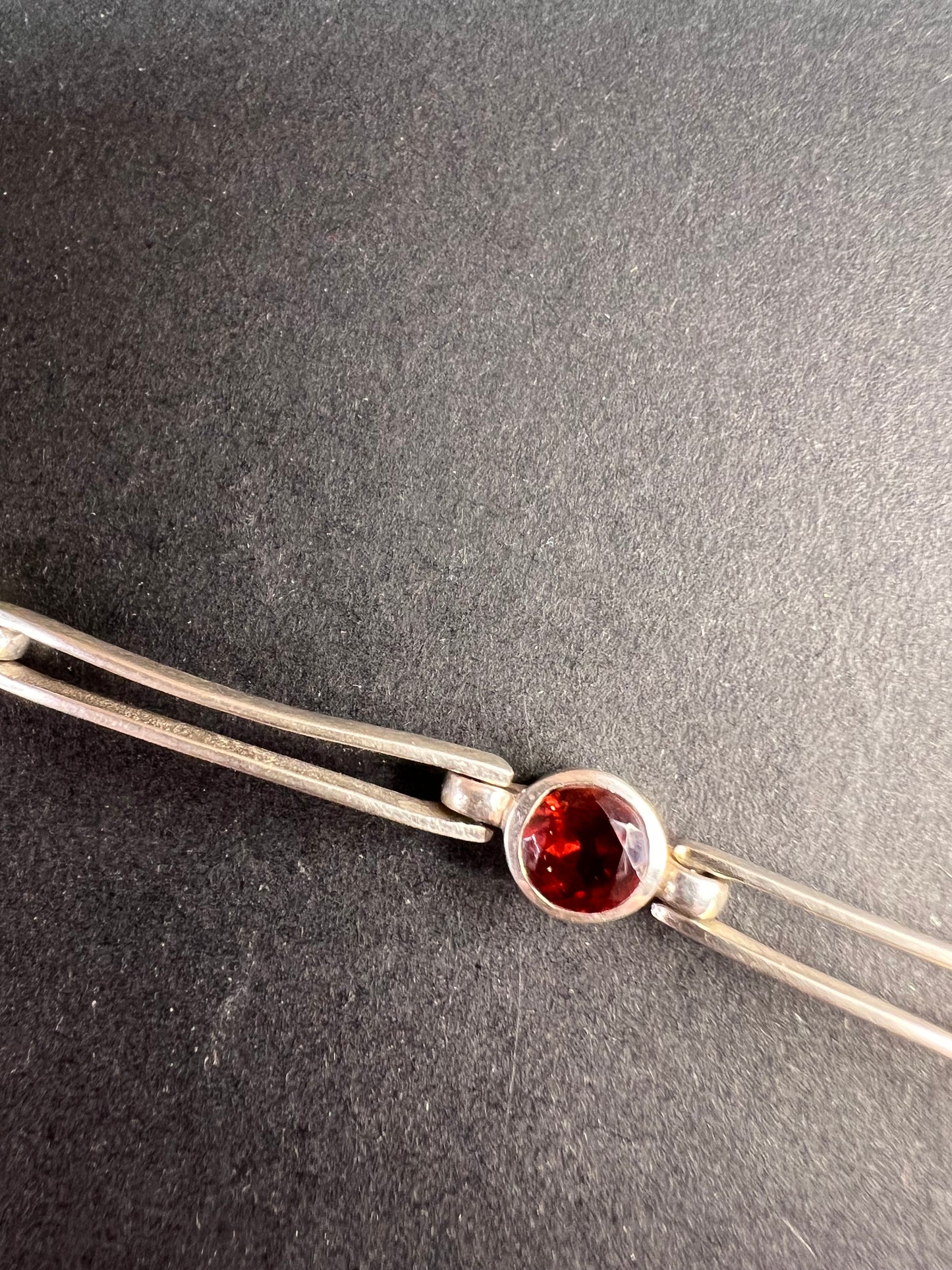 NEW sterling silver garnet station link bar bracelet 8.70 grams